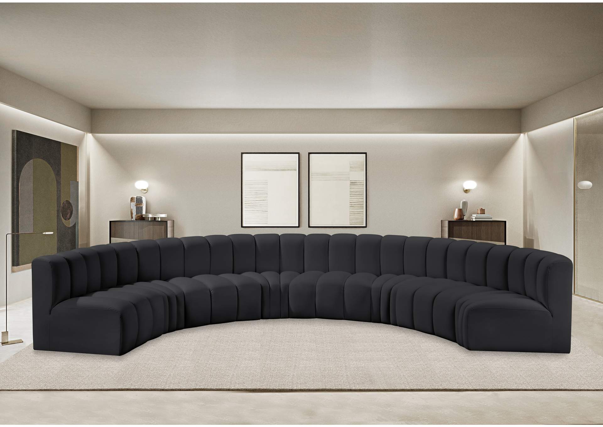 Arc Black Vegan Leather Modular Sofa image 3