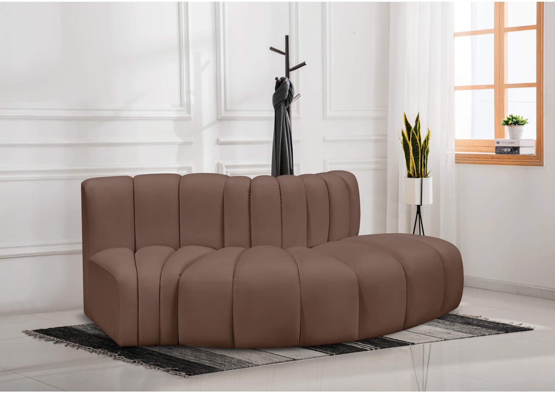 Arc Brown Vegan Leather Modular Sofa image 3