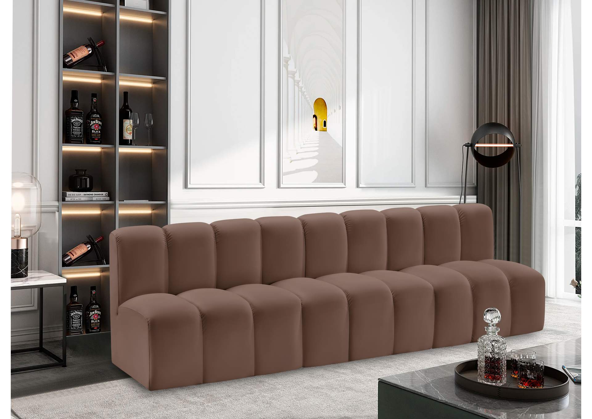 Arc Brown Vegan Leather Modular Sofa