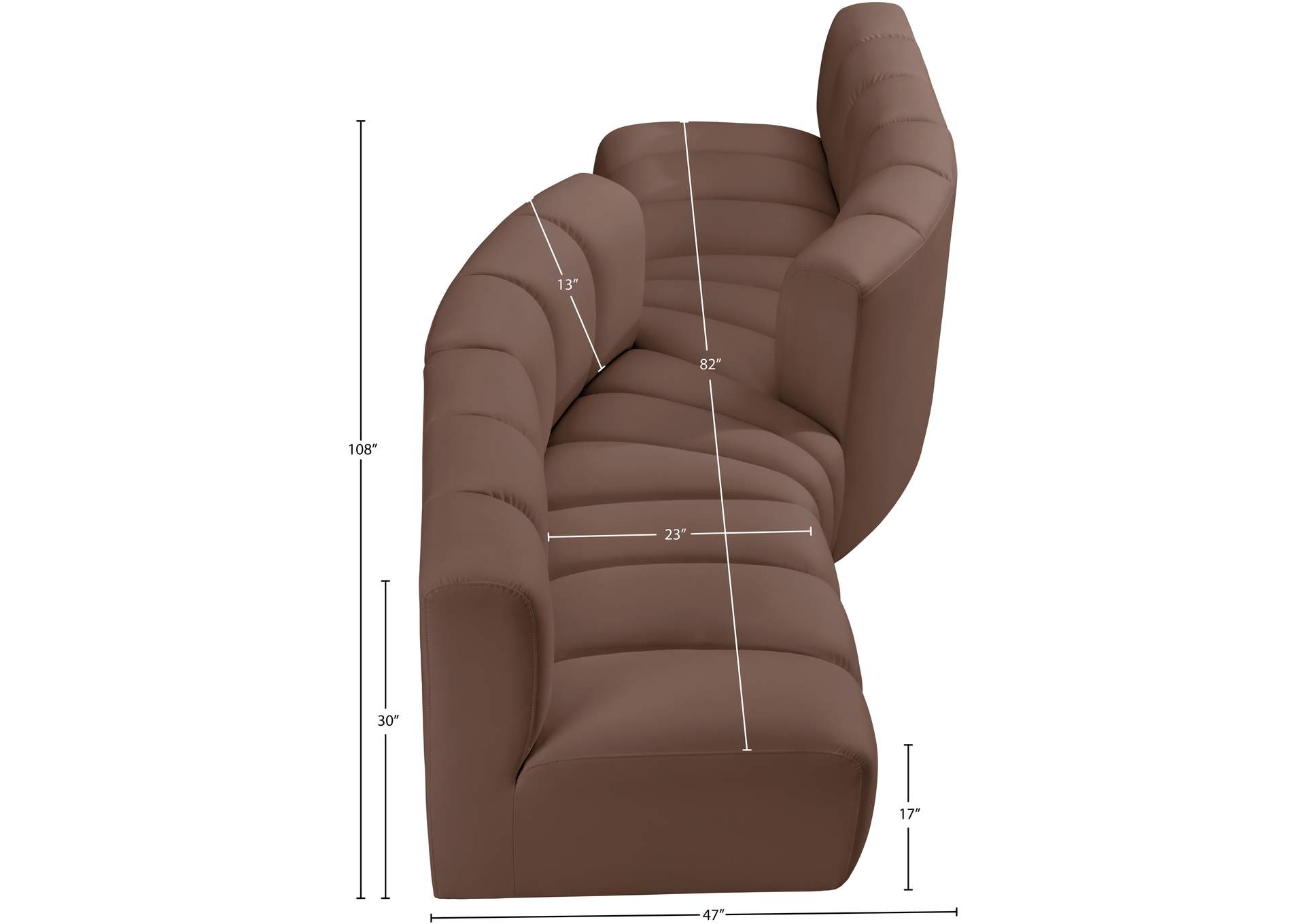 Arc Brown Vegan Leather Modular Sofa image 11