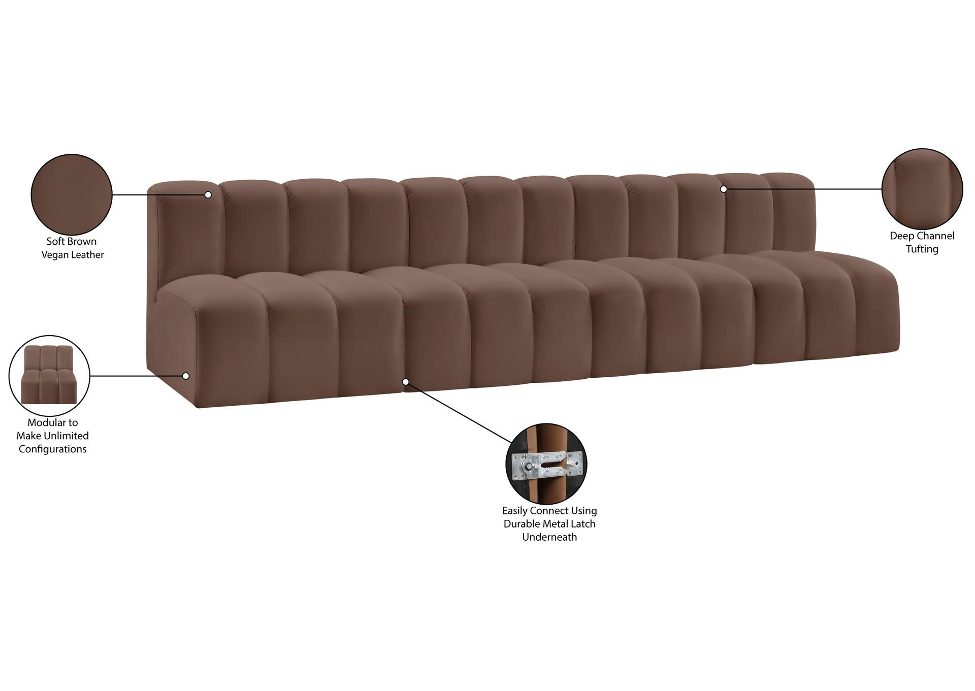 Arc Brown Vegan Leather Modular Sofa image 13