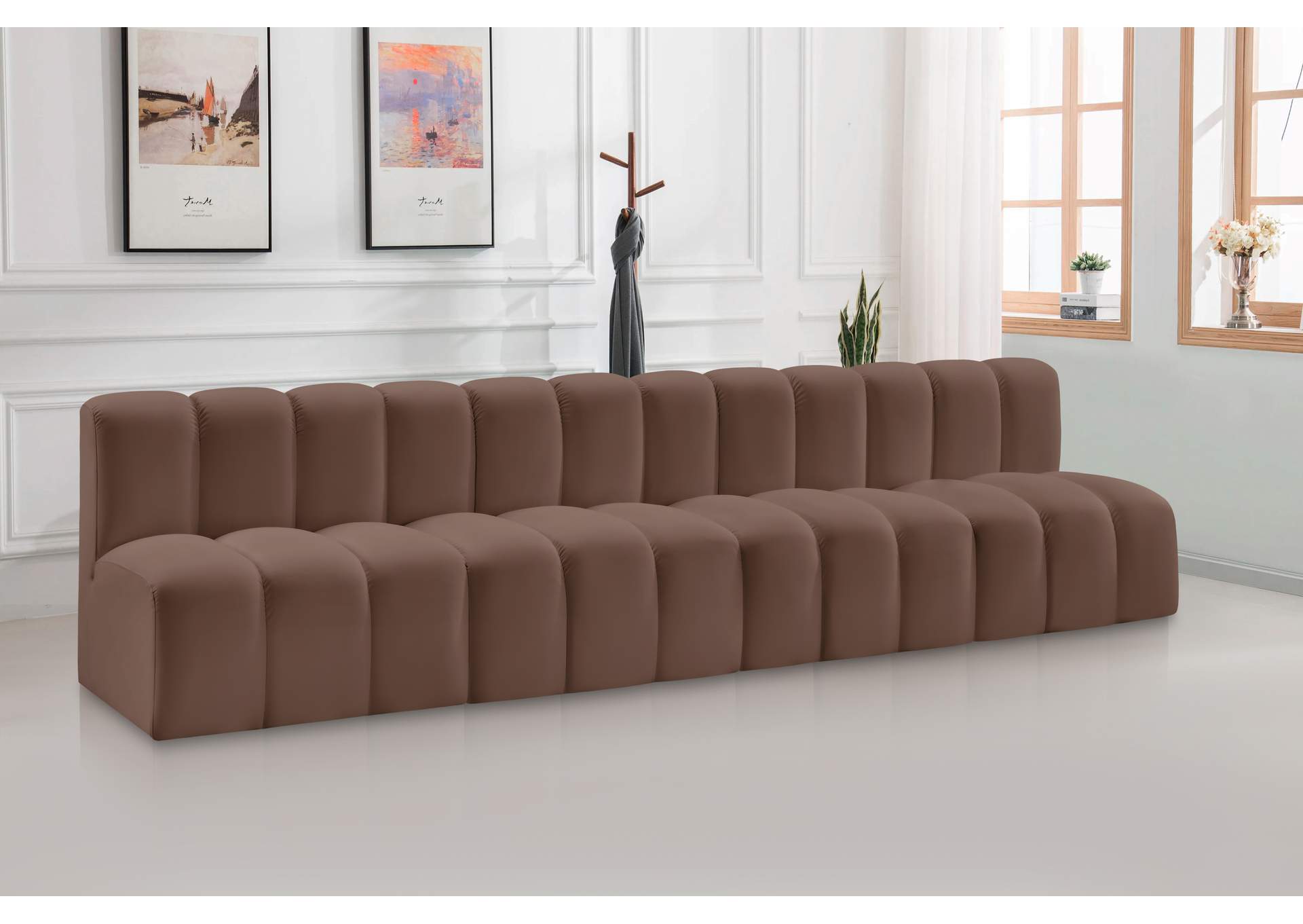 Arc Brown Vegan Leather Modular Sofa image 3