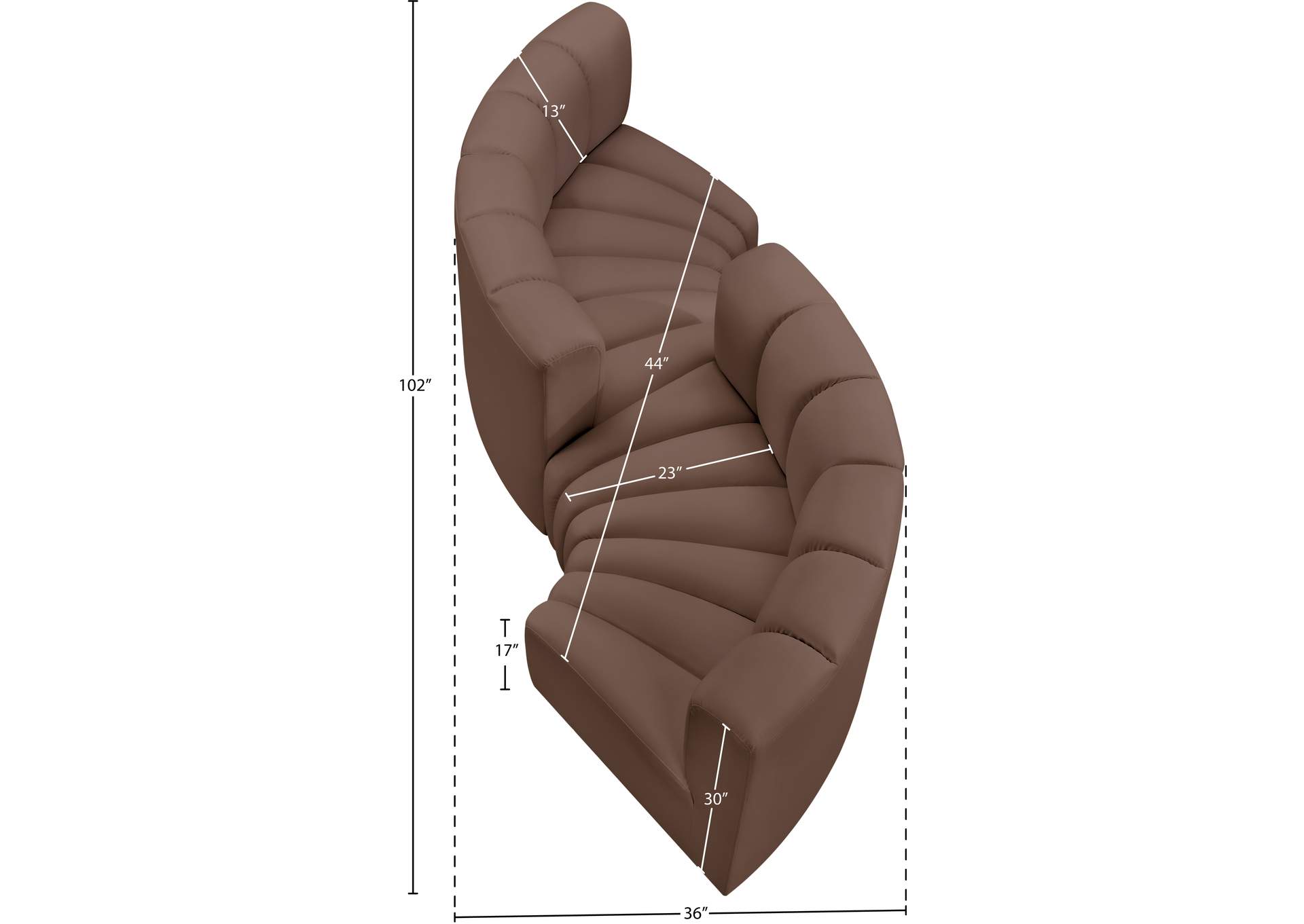 Arc Brown Vegan Leather Modular Sofa image 12