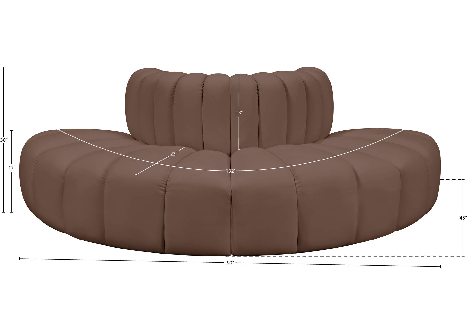 Arc Brown Vegan Leather Modular Sofa image 12