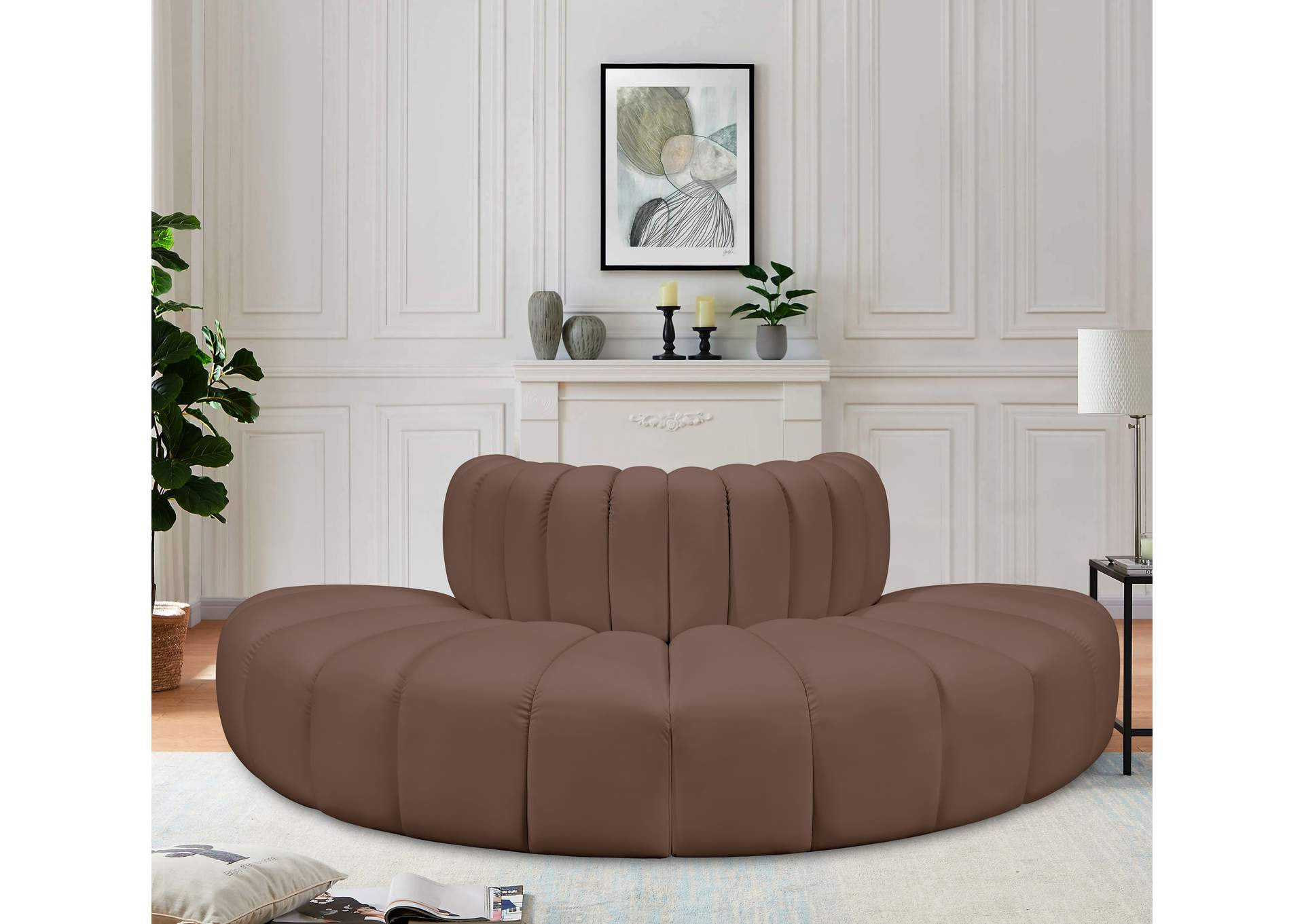 Arc Brown Vegan Leather Modular Sofa image 3