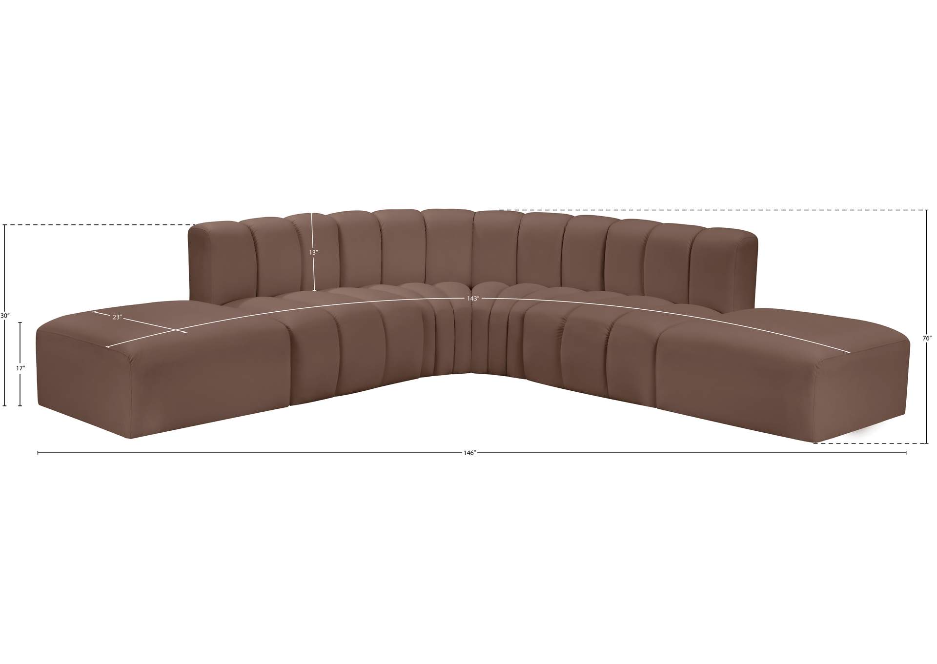 Arc Brown Vegan Leather Modular Sofa image 12