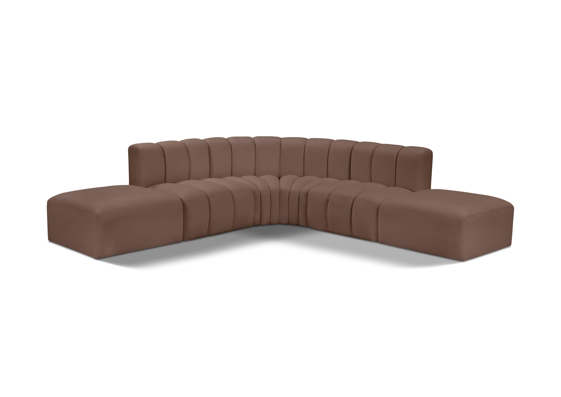 Arc Brown Vegan Leather Modular Sofa image 1