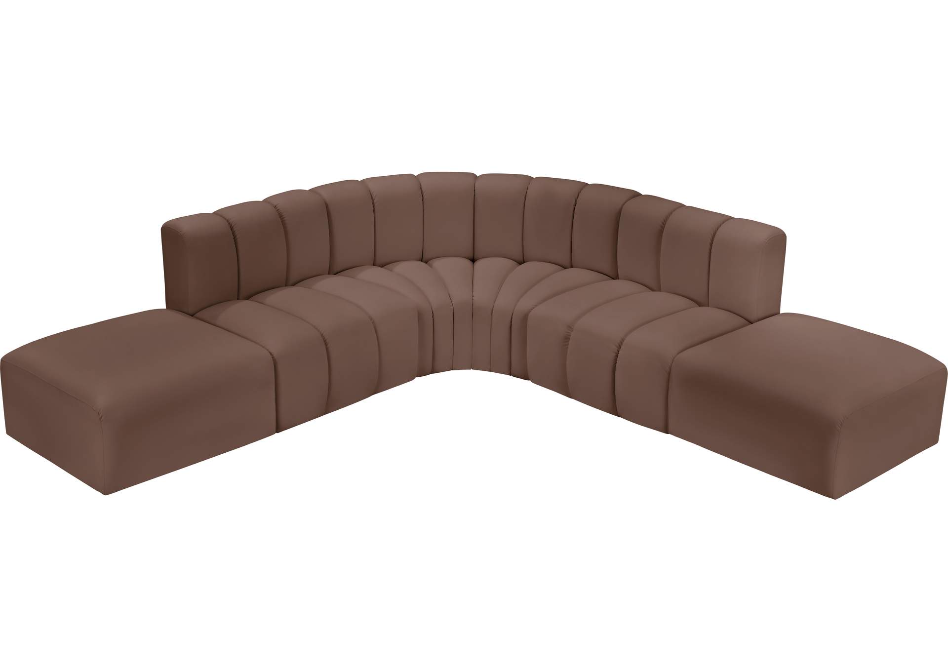 Arc Brown Vegan Leather Modular Sofa image 4