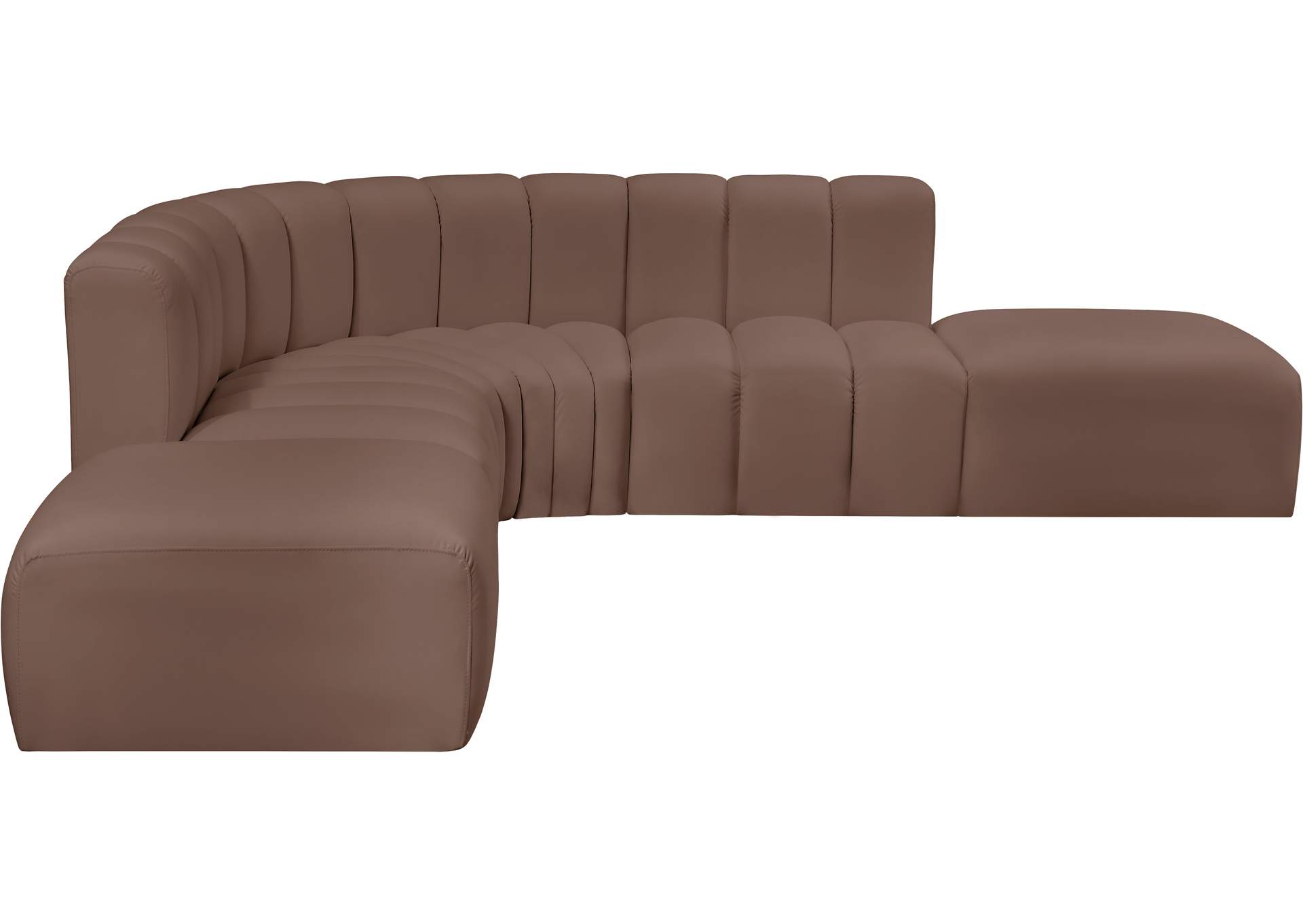 Arc Brown Vegan Leather Modular Sofa image 5