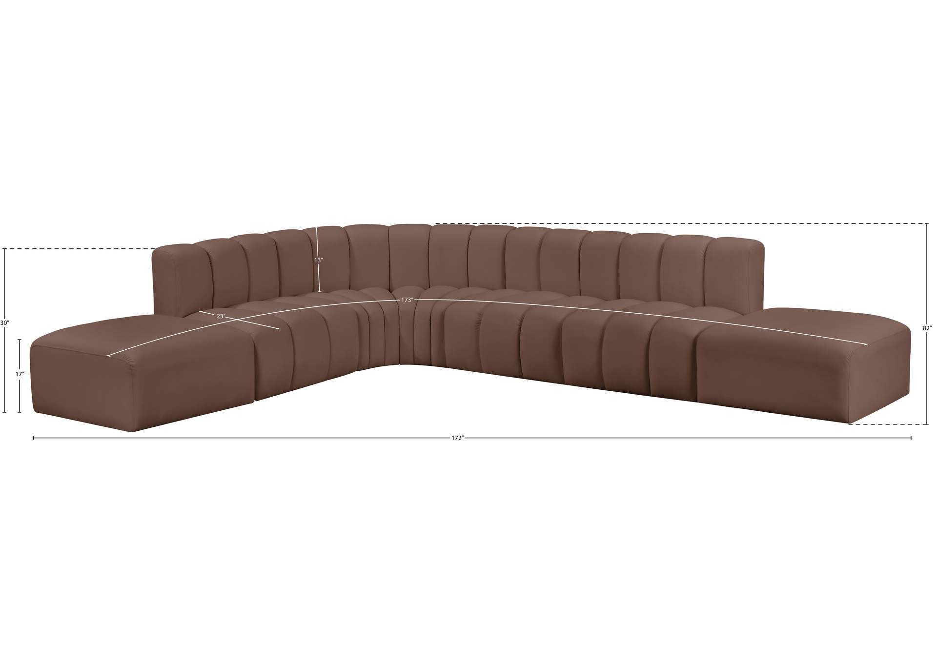 Arc Brown Vegan Leather Modular Sofa image 11
