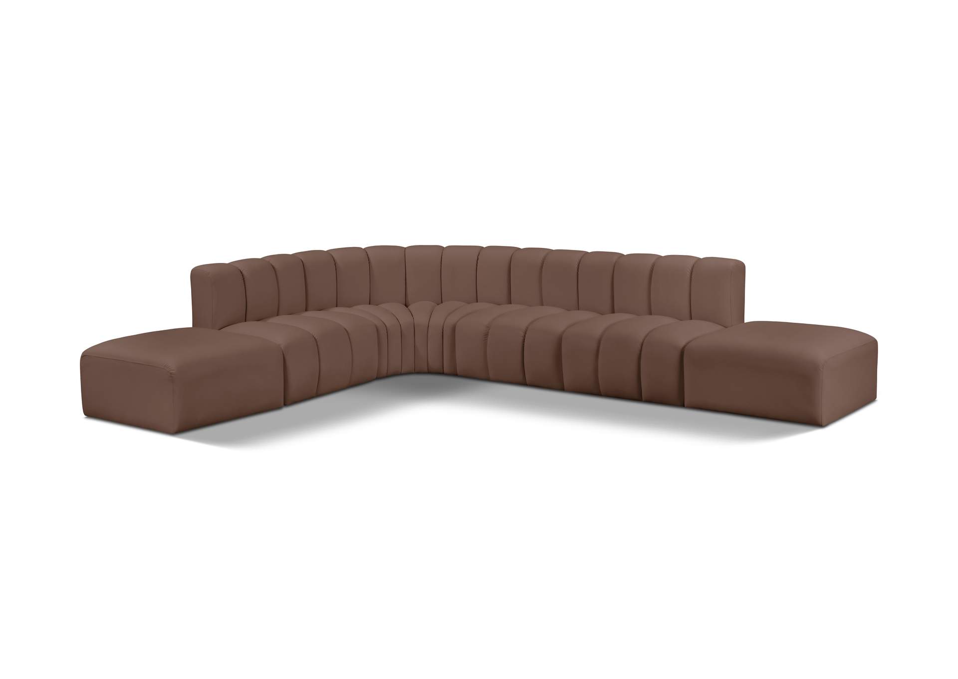 Arc Brown Vegan Leather Modular Sofa image 1