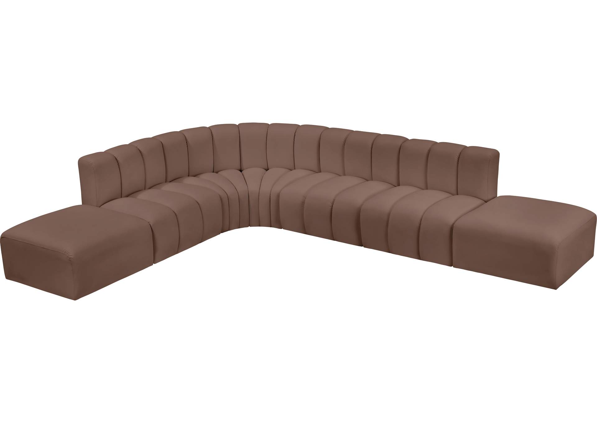 Arc Brown Vegan Leather Modular Sofa image 4