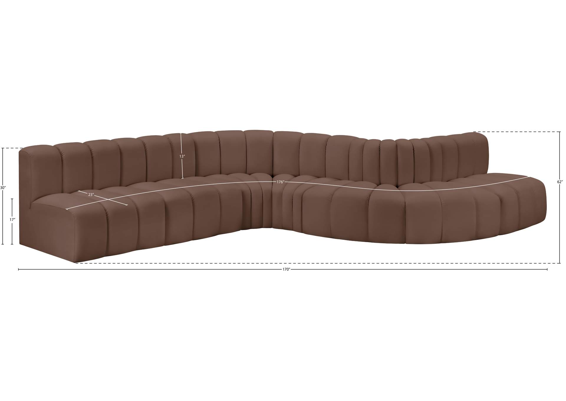 Arc Brown Vegan Leather Modular Sofa image 13