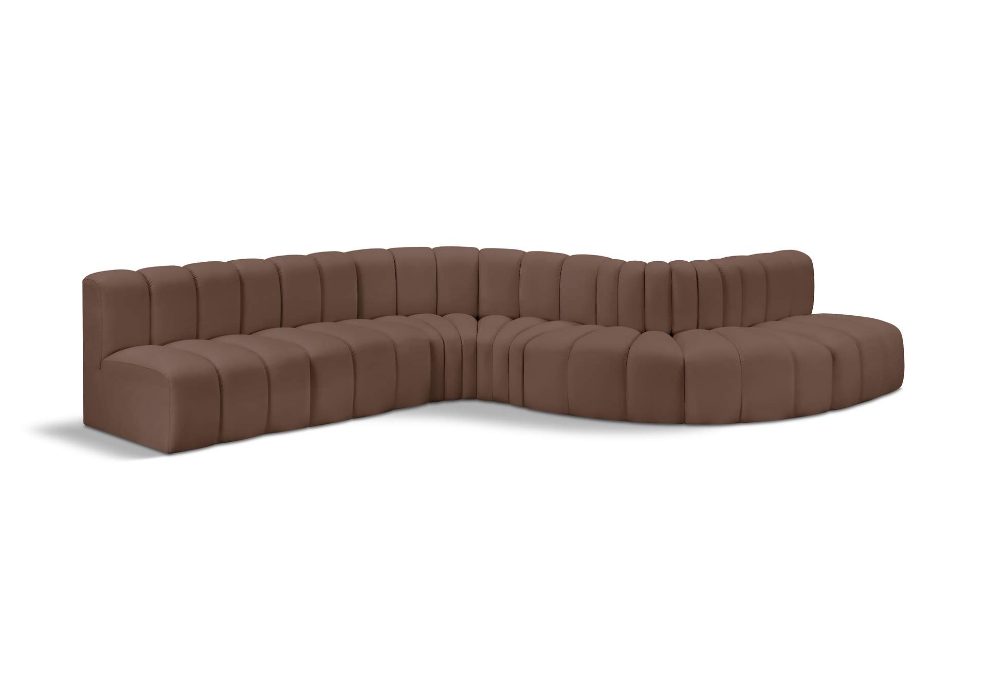 Arc Brown Vegan Leather Modular Sofa image 1