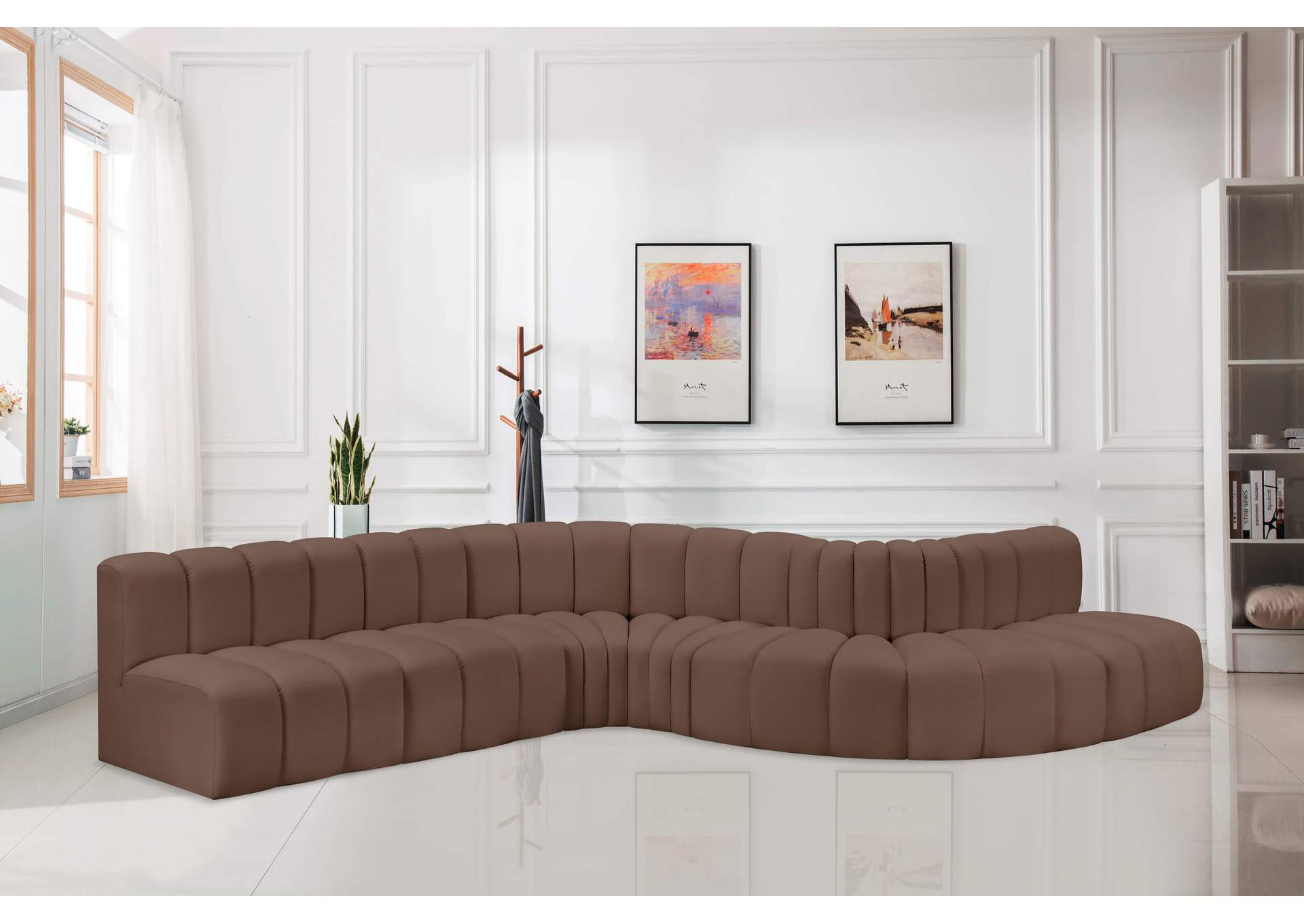 Arc Brown Vegan Leather Modular Sofa image 3