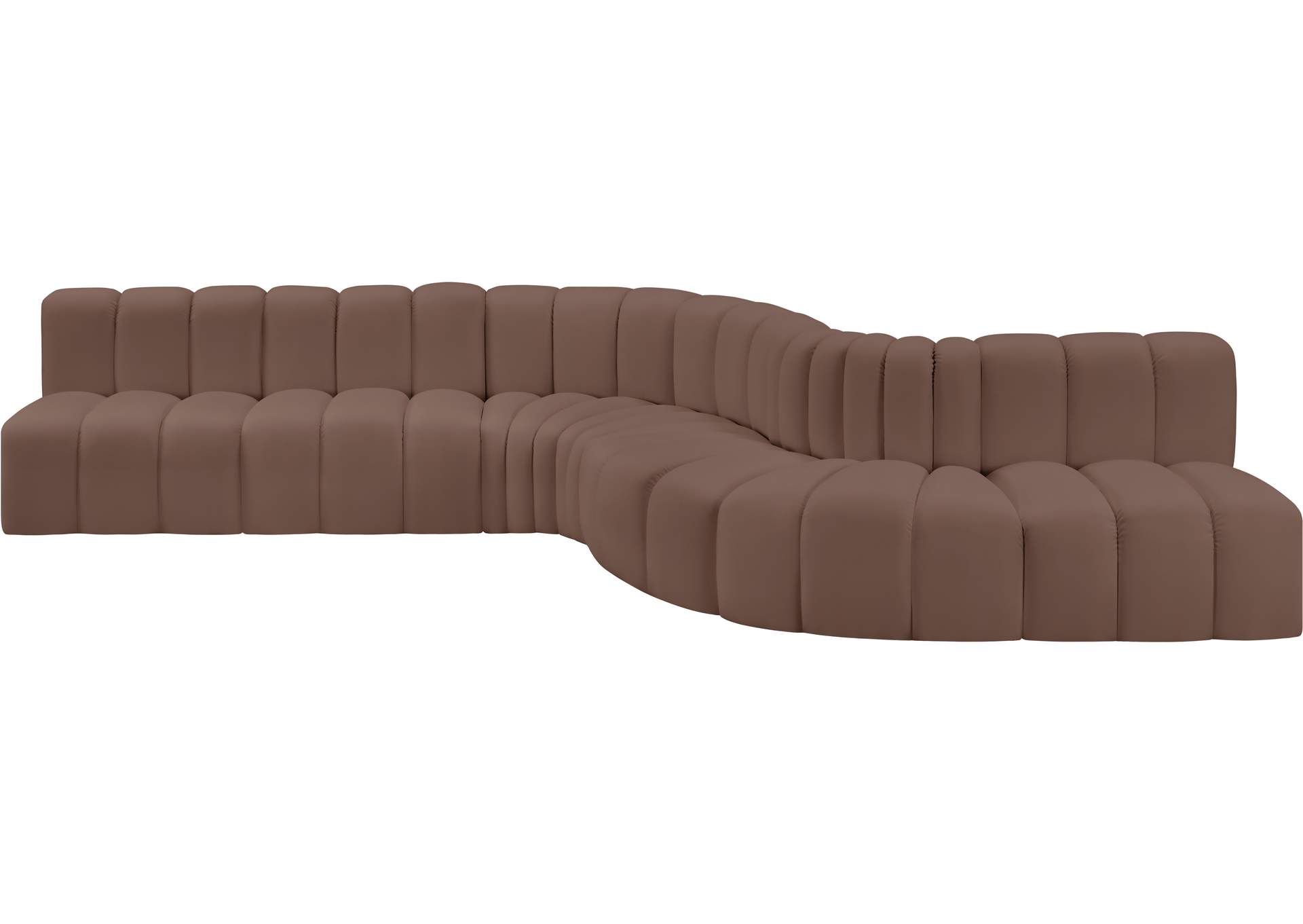Arc Brown Vegan Leather Modular Sofa image 4
