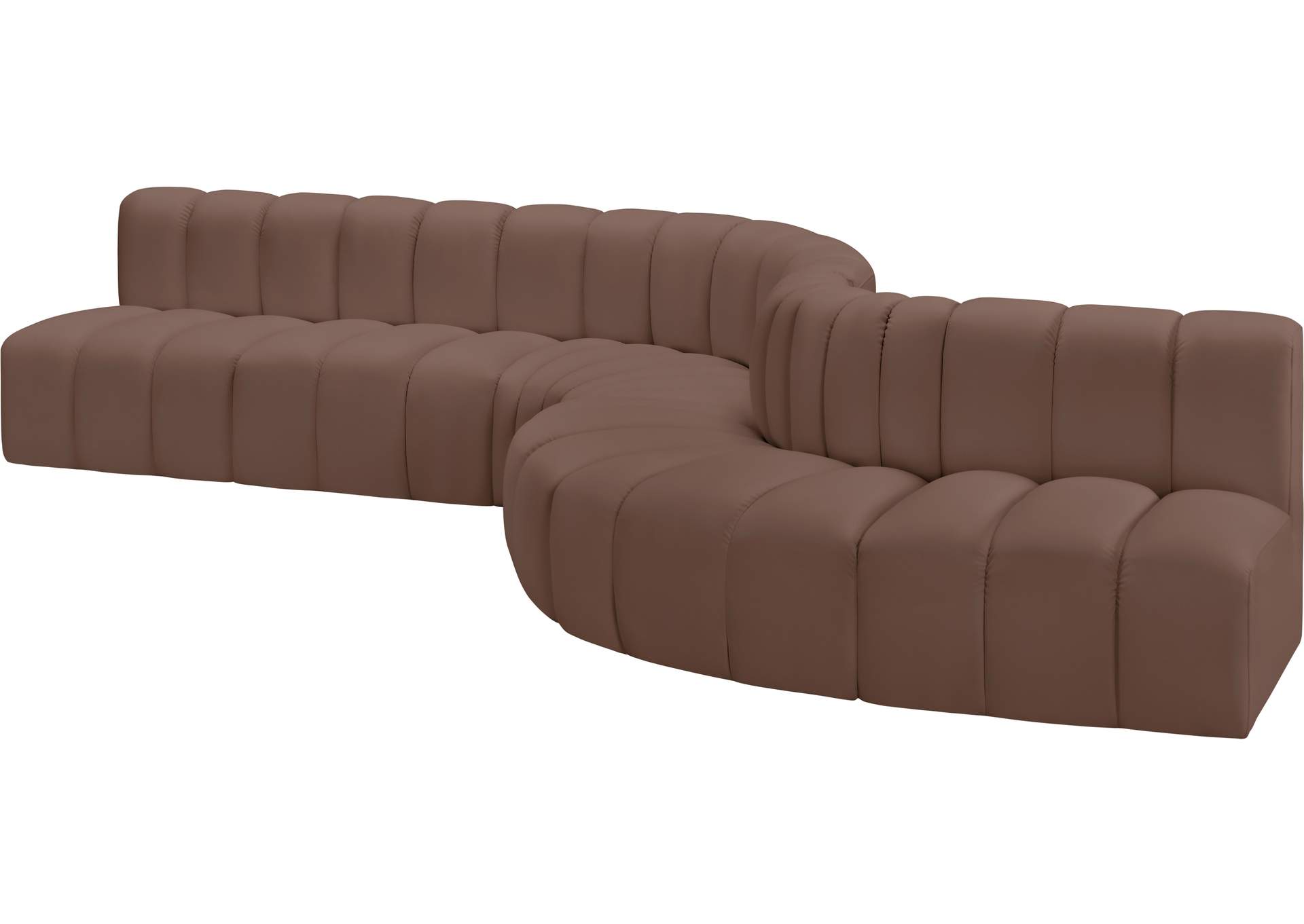 Arc Brown Vegan Leather Modular Sofa image 5