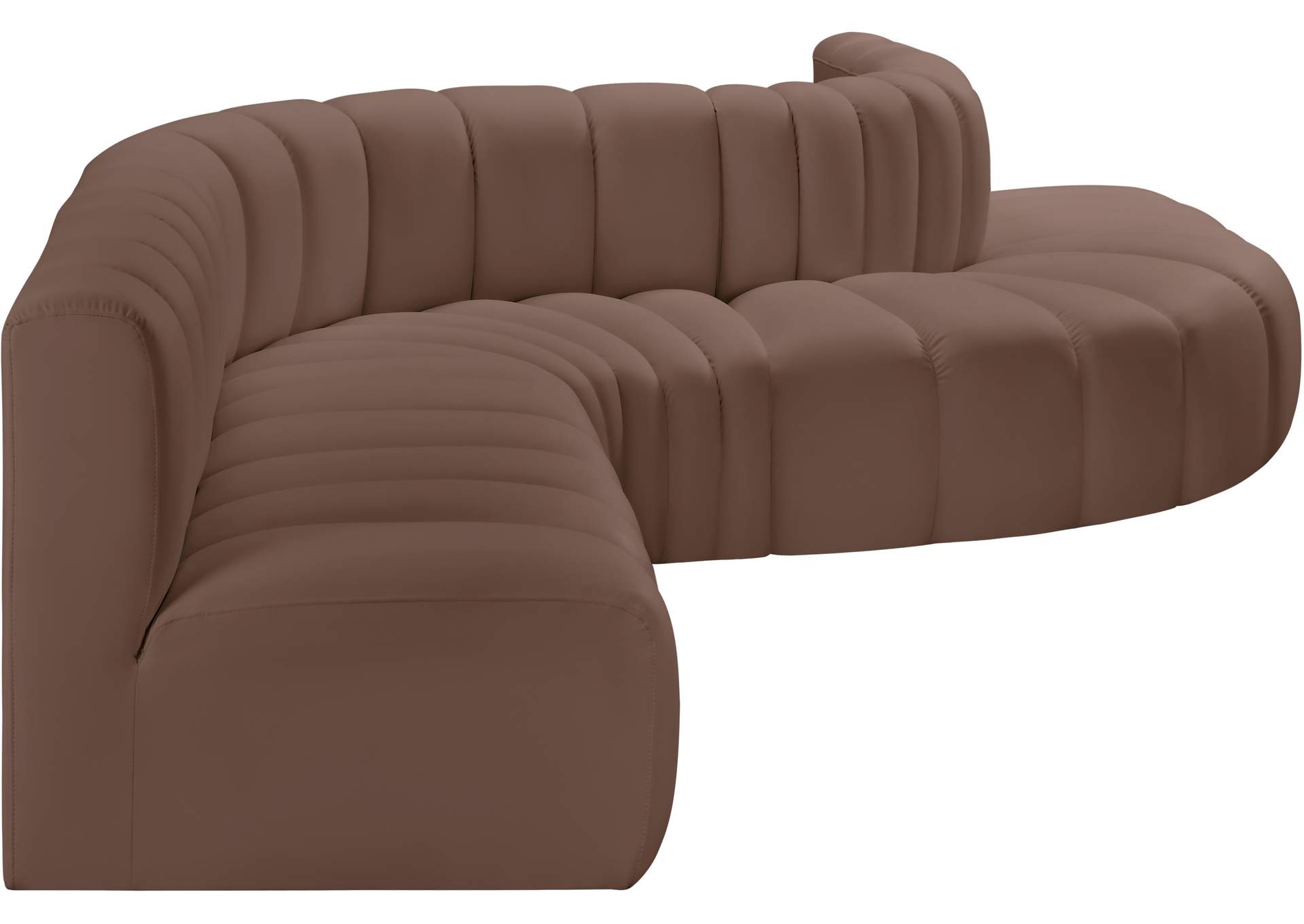 Arc Brown Vegan Leather Modular Sofa image 6