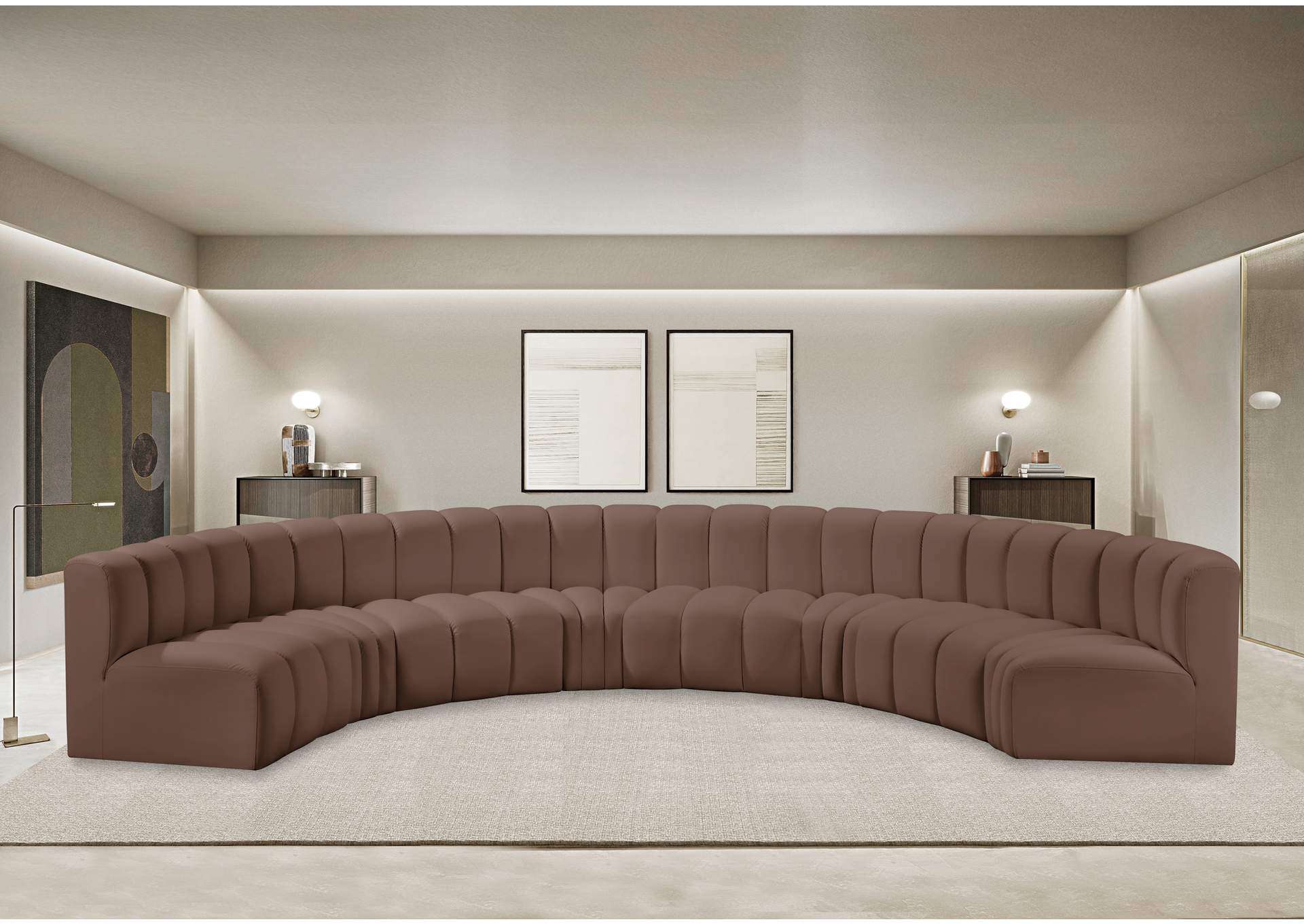 Arc Brown Vegan Leather Modular Sofa image 3