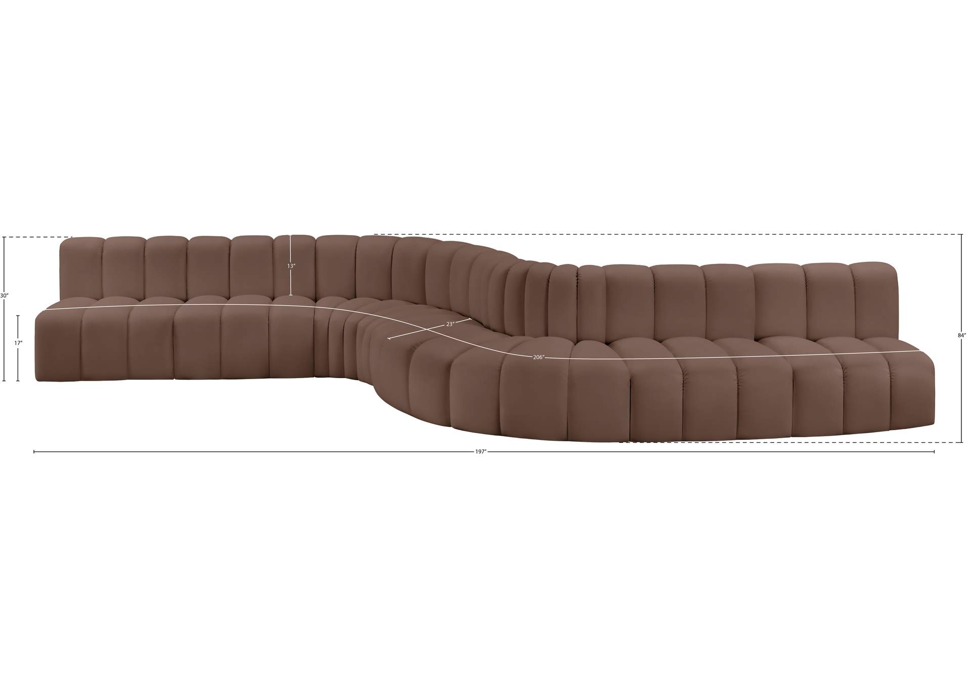 Arc Brown Vegan Leather Modular Sofa image 14