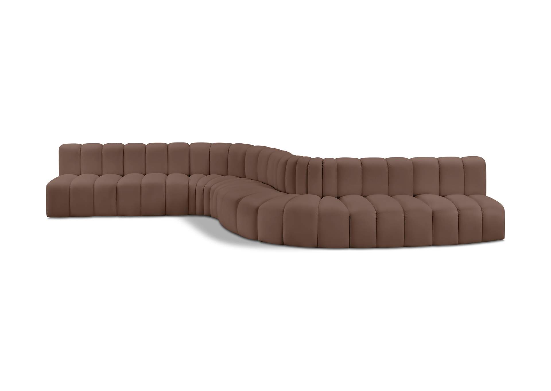 Arc Brown Vegan Leather Modular Sofa image 1