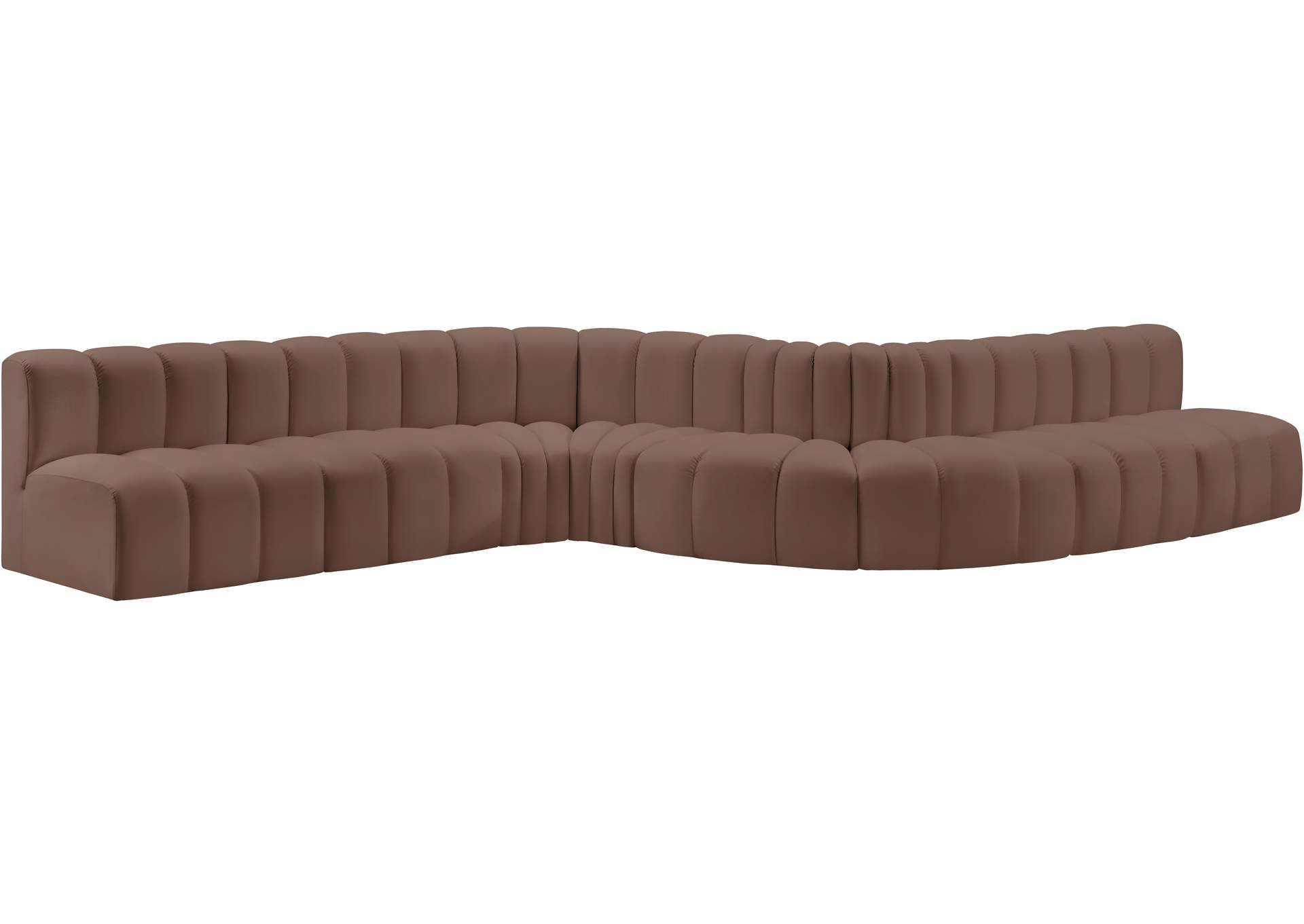 Arc Brown Vegan Leather Modular Sofa image 4