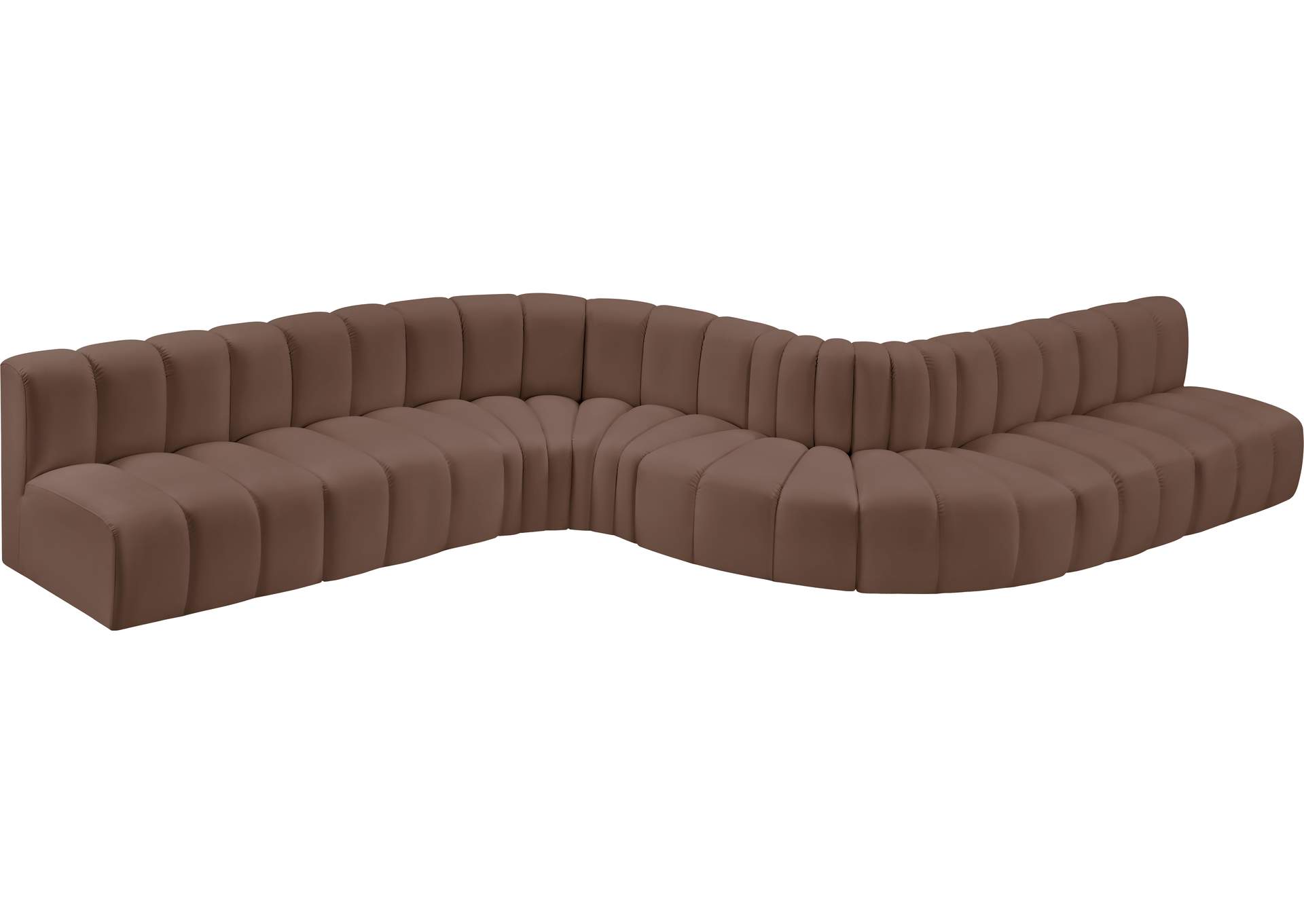 Arc Brown Vegan Leather Modular Sofa image 5