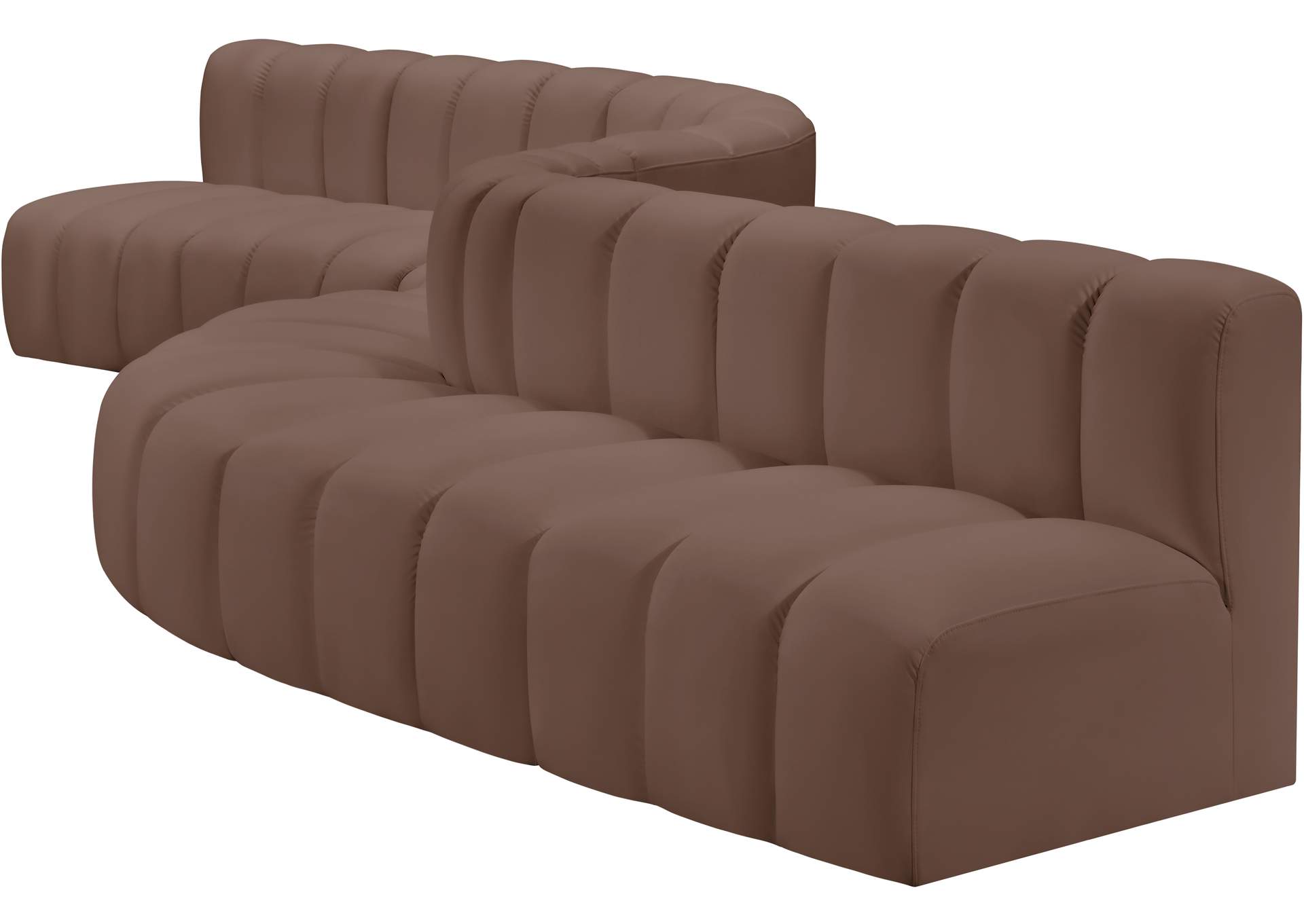 Arc Brown Vegan Leather Modular Sofa image 8