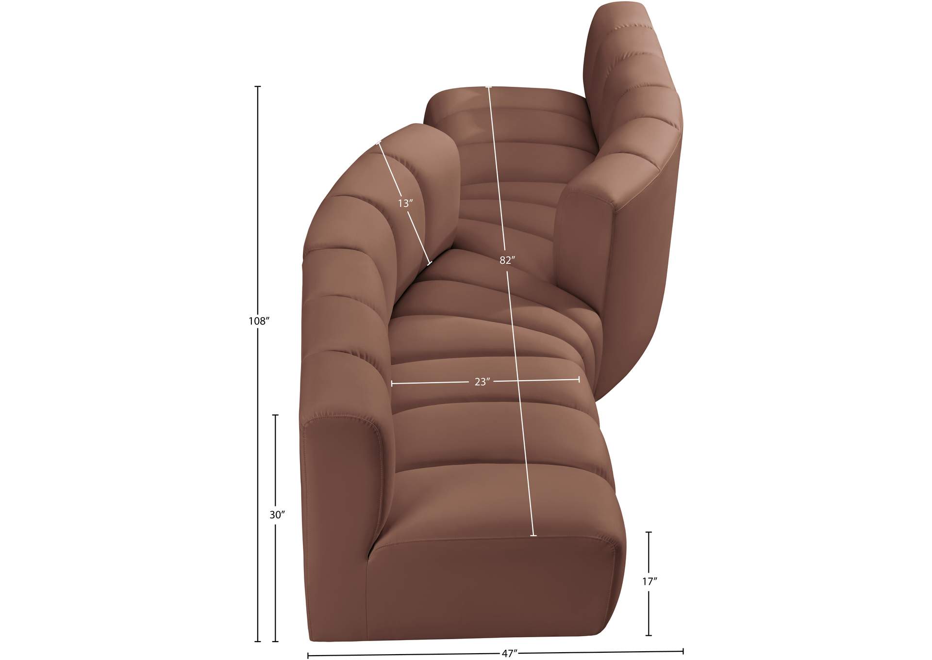 Arc Cognac Vegan Leather Modular Sofa image 11