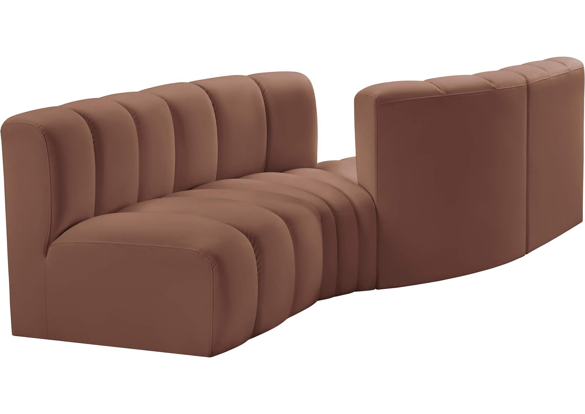 Arc Cognac Vegan Leather Modular Sofa image 4