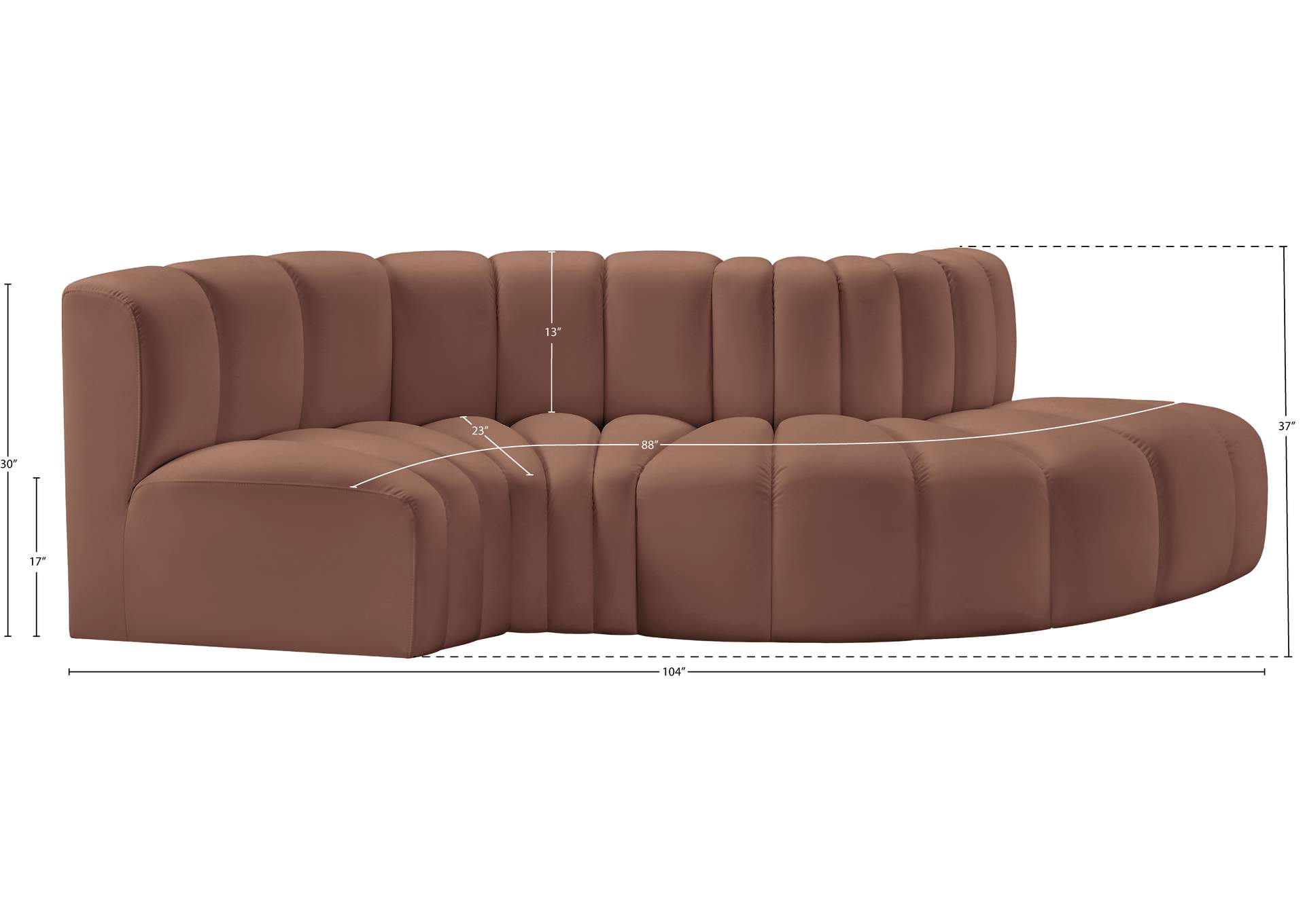 Arc Cognac Vegan Leather Modular Sofa image 11