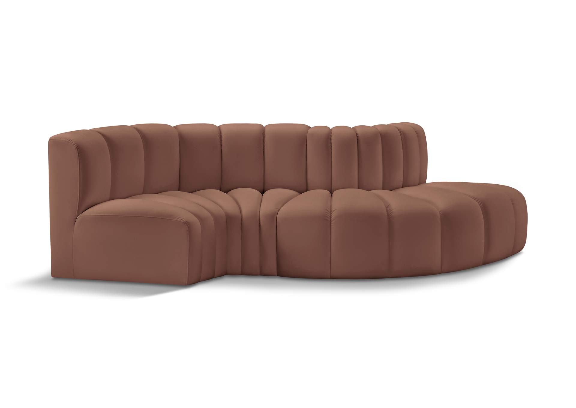 Arc Cognac Vegan Leather Modular Sofa image 1