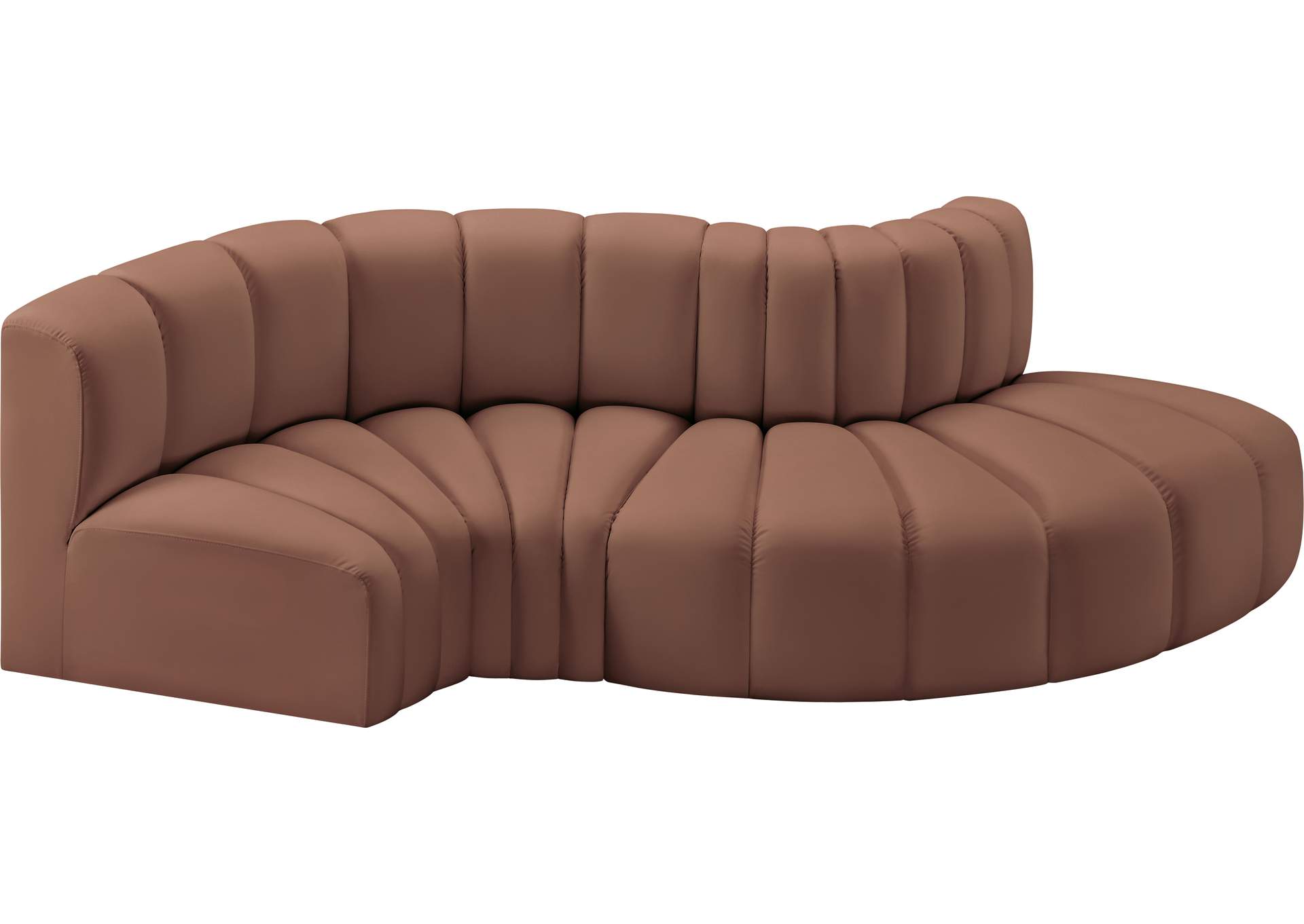 Arc Cognac Vegan Leather Modular Sofa image 4