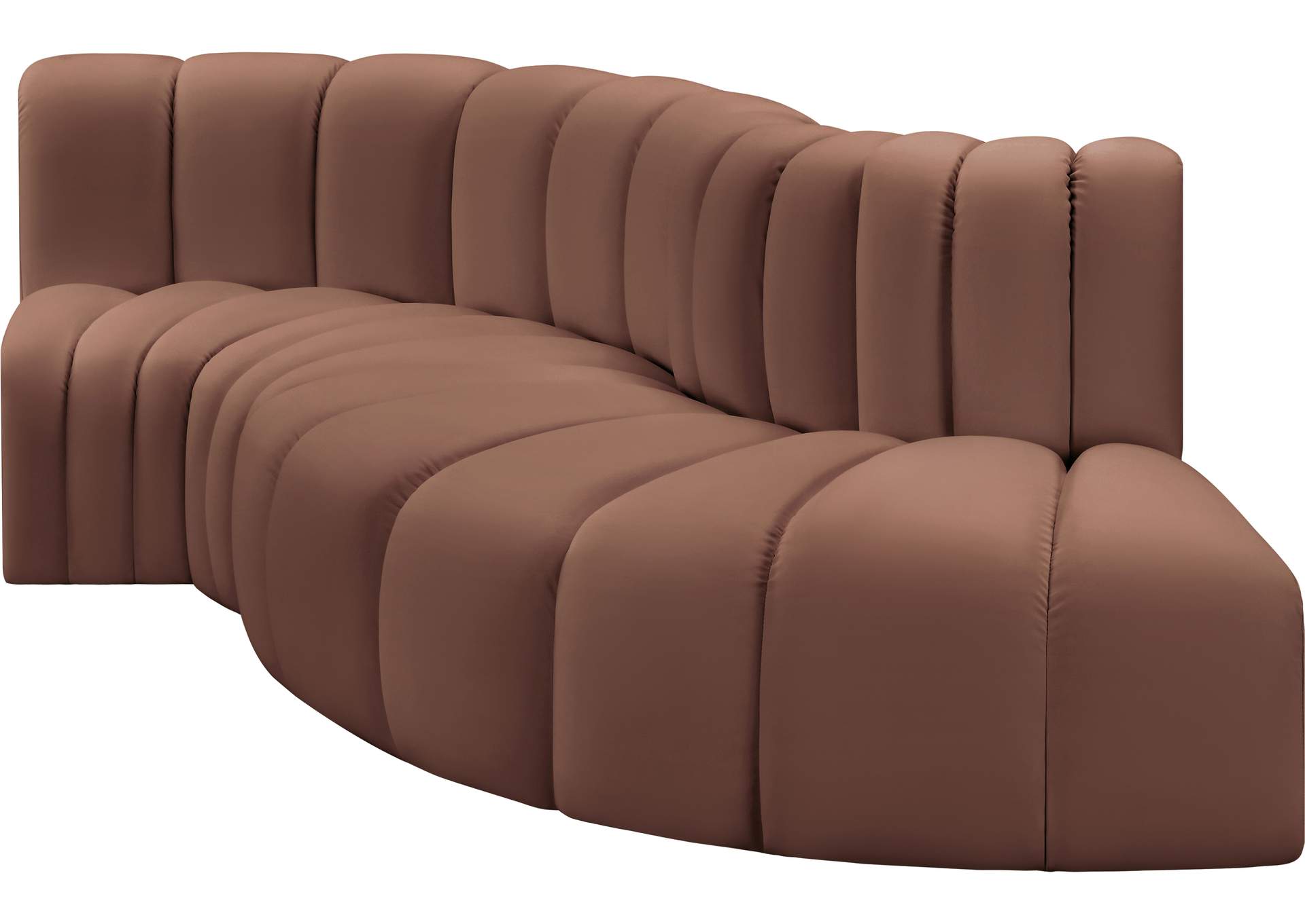 Arc Cognac Vegan Leather Modular Sofa image 5