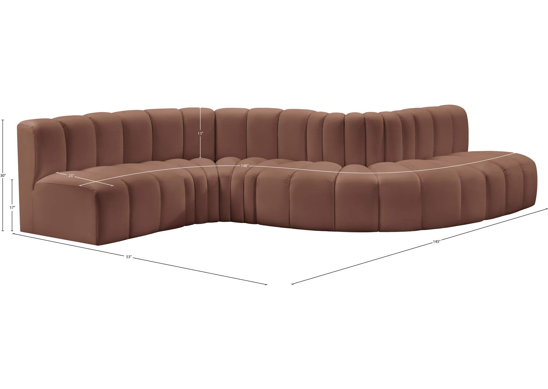 Arc Cognac Vegan Leather Modular Sofa image 11