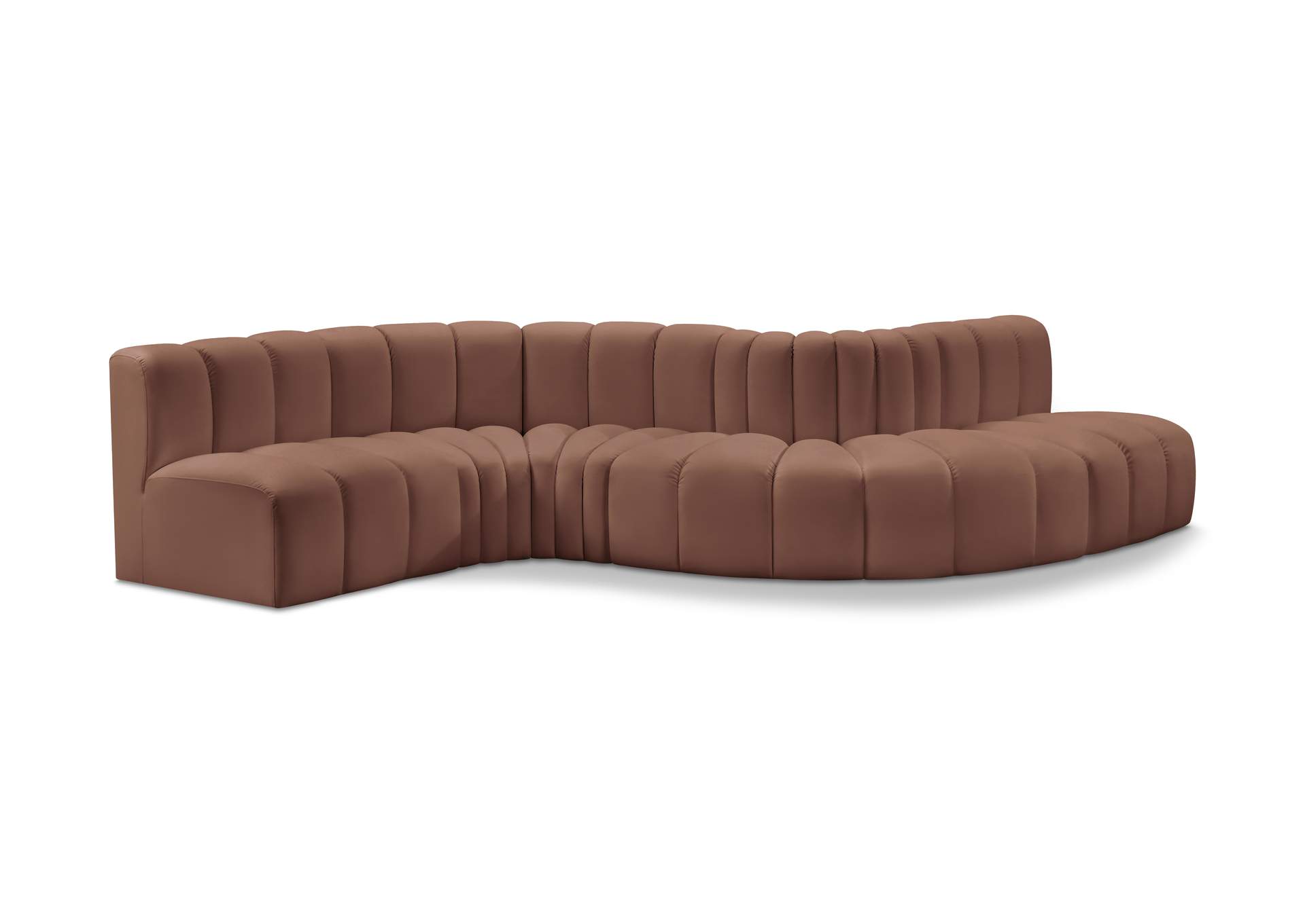 Arc Cognac Vegan Leather Modular Sofa image 1