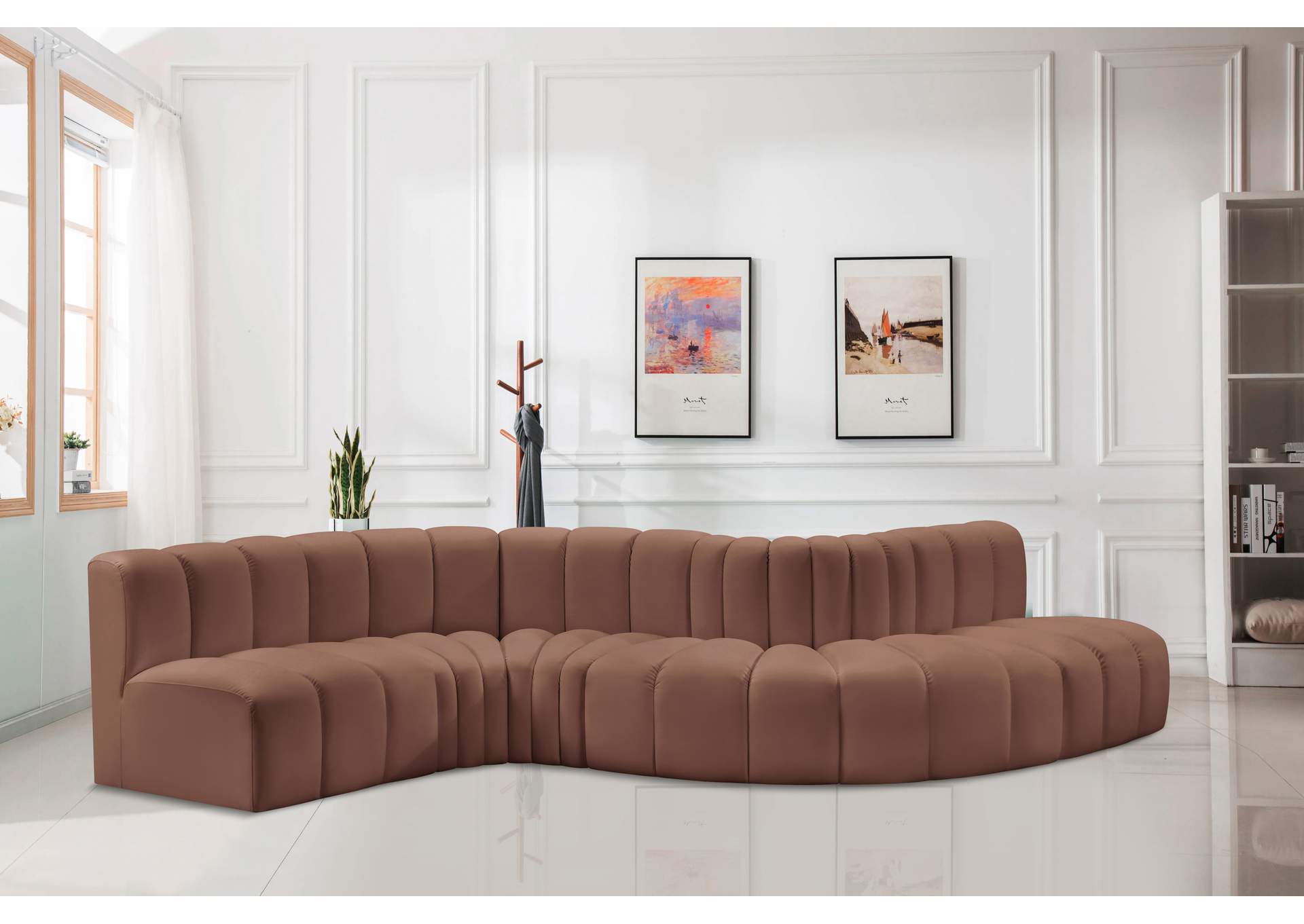 Arc Cognac Vegan Leather Modular Sofa image 3