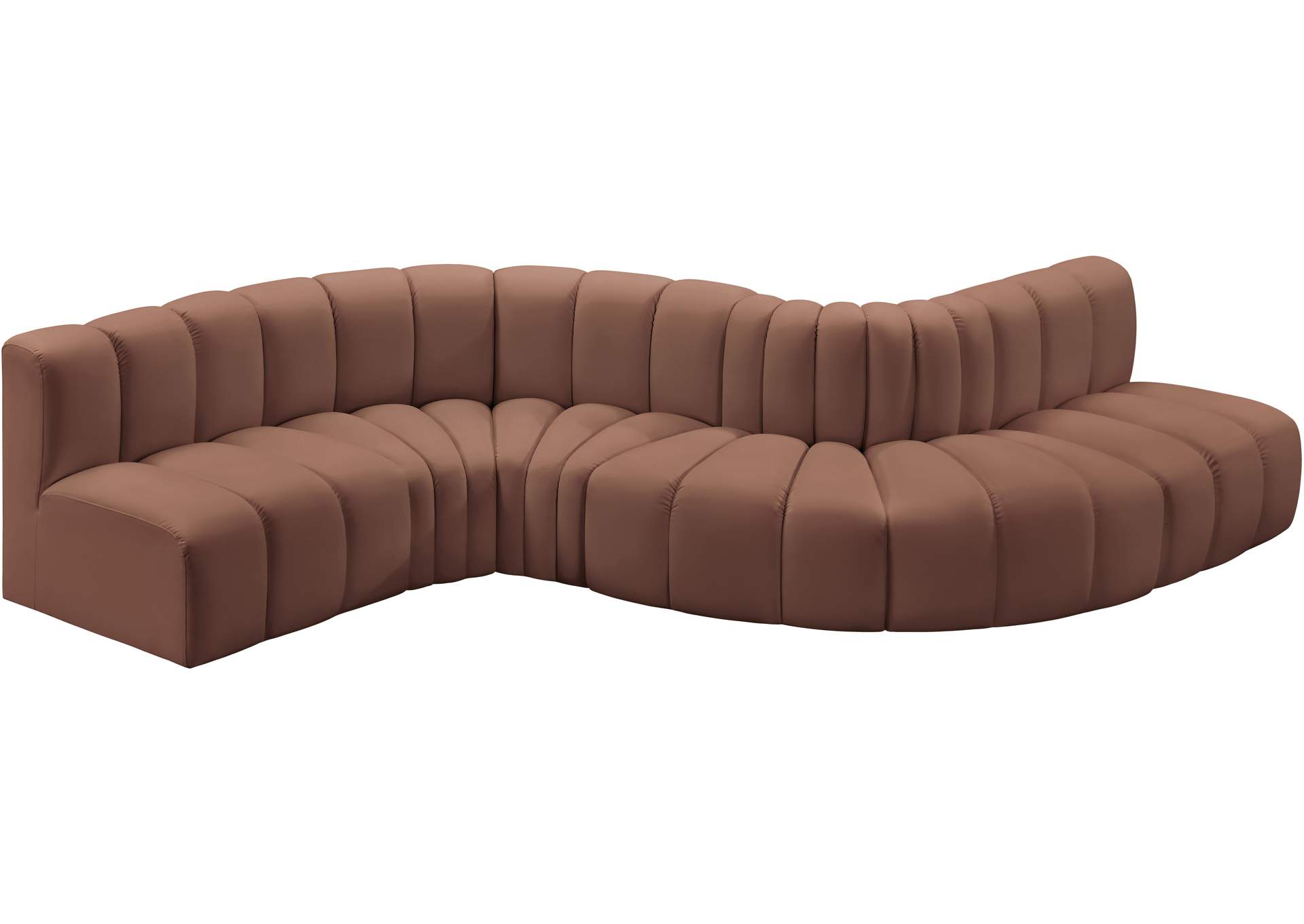 Arc Cognac Vegan Leather Modular Sofa image 4