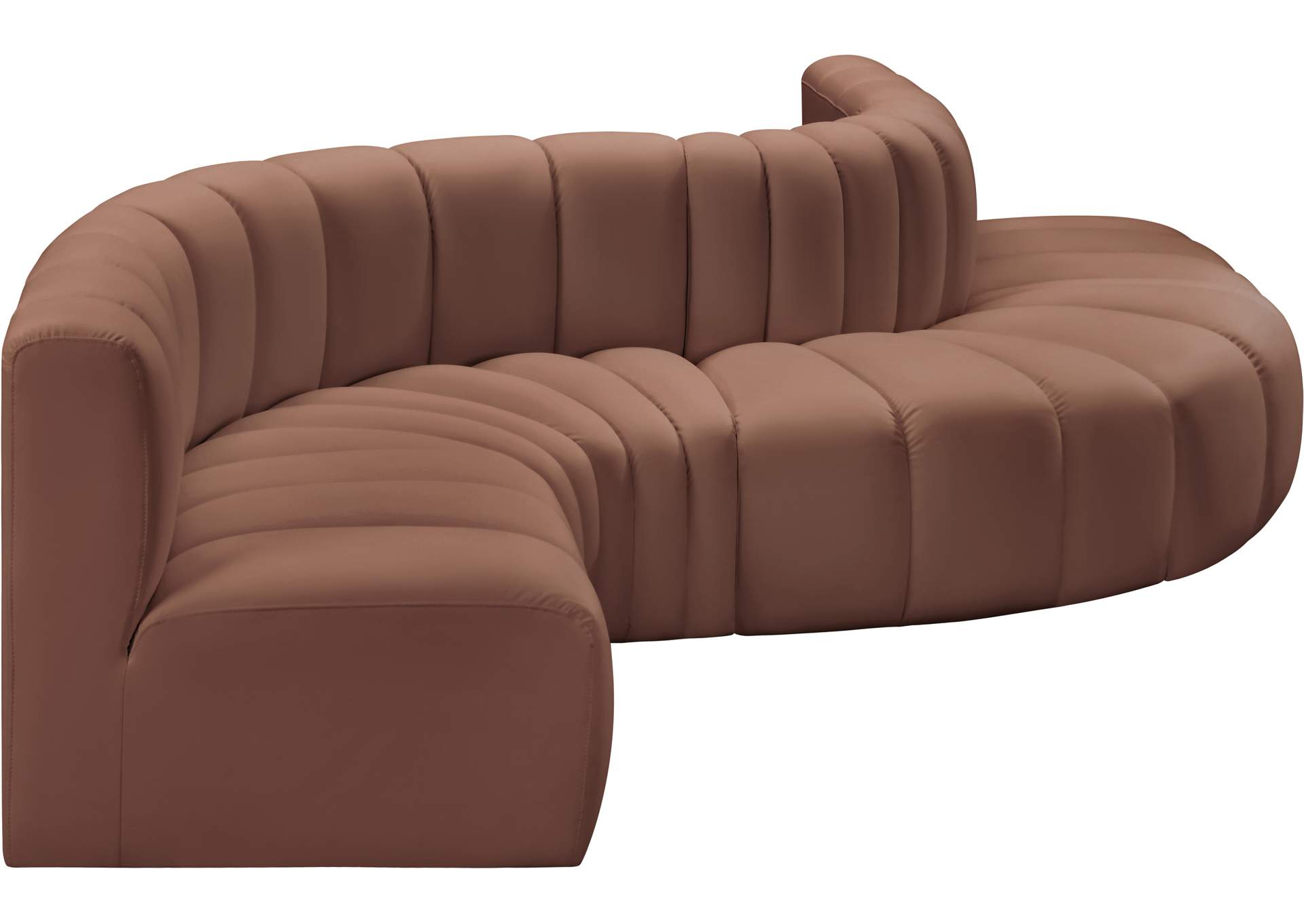 Arc Cognac Vegan Leather Modular Sofa image 5