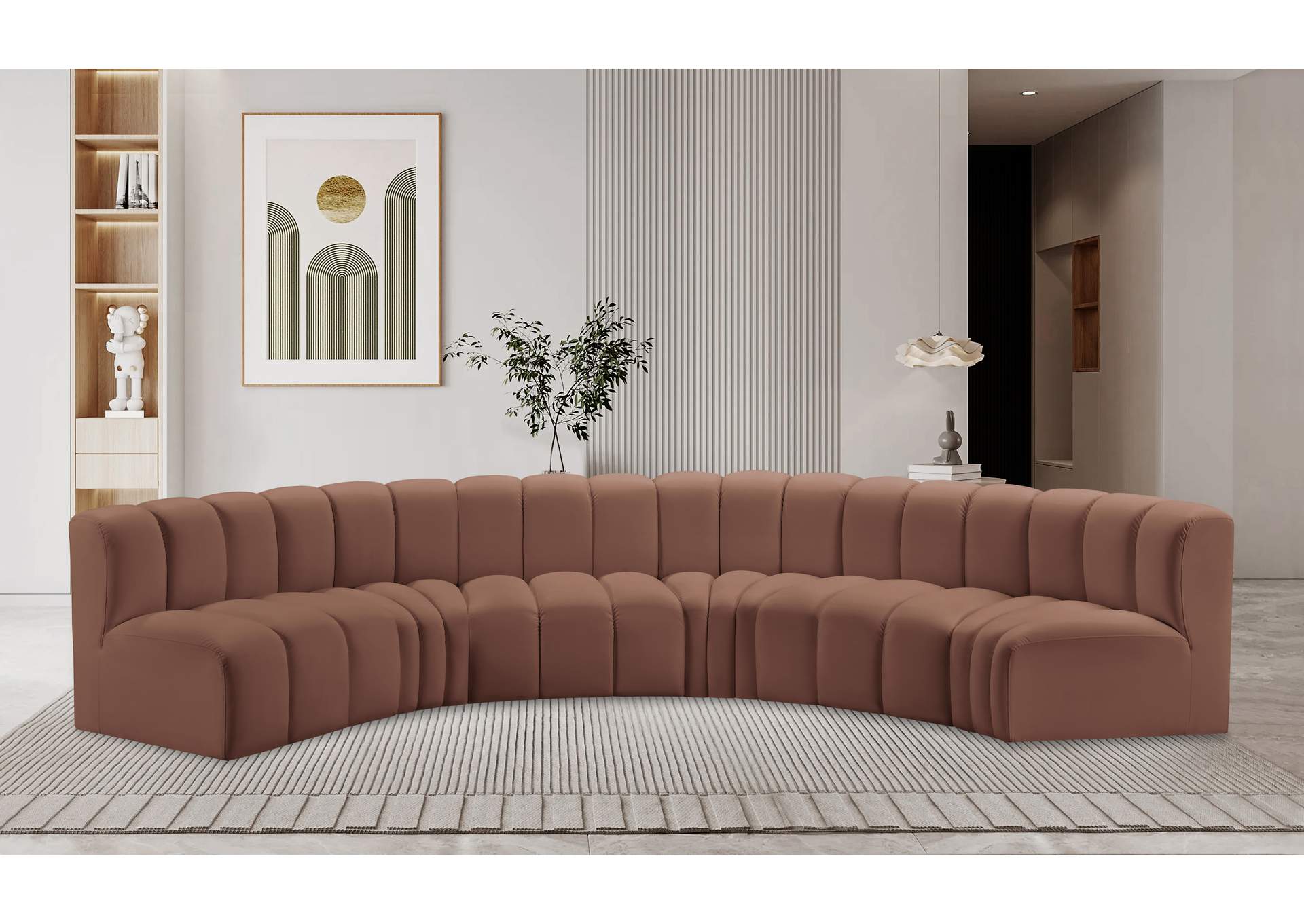 Arc Cognac Vegan Leather Modular Sofa image 3