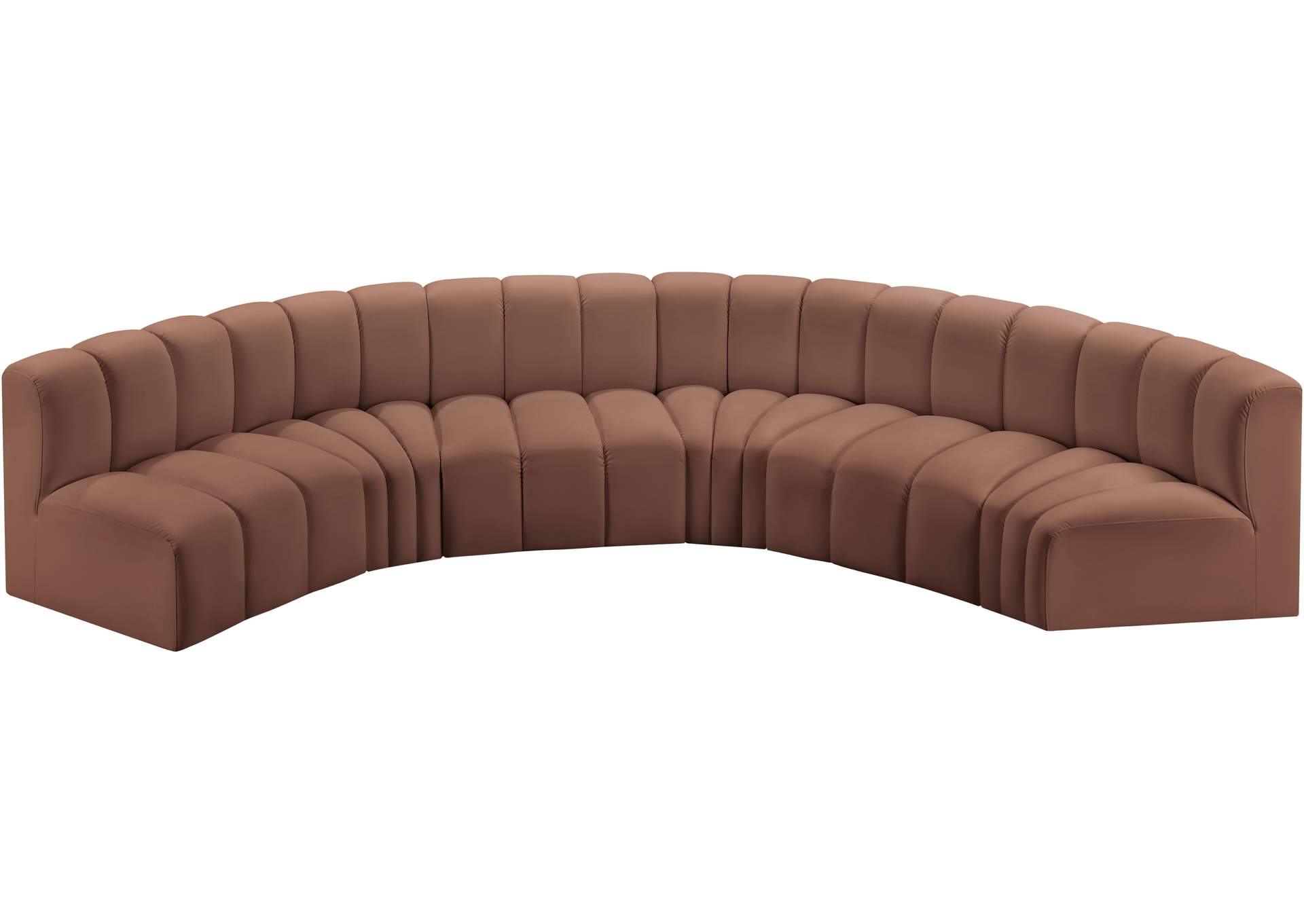 Arc Cognac Vegan Leather Modular Sofa image 4