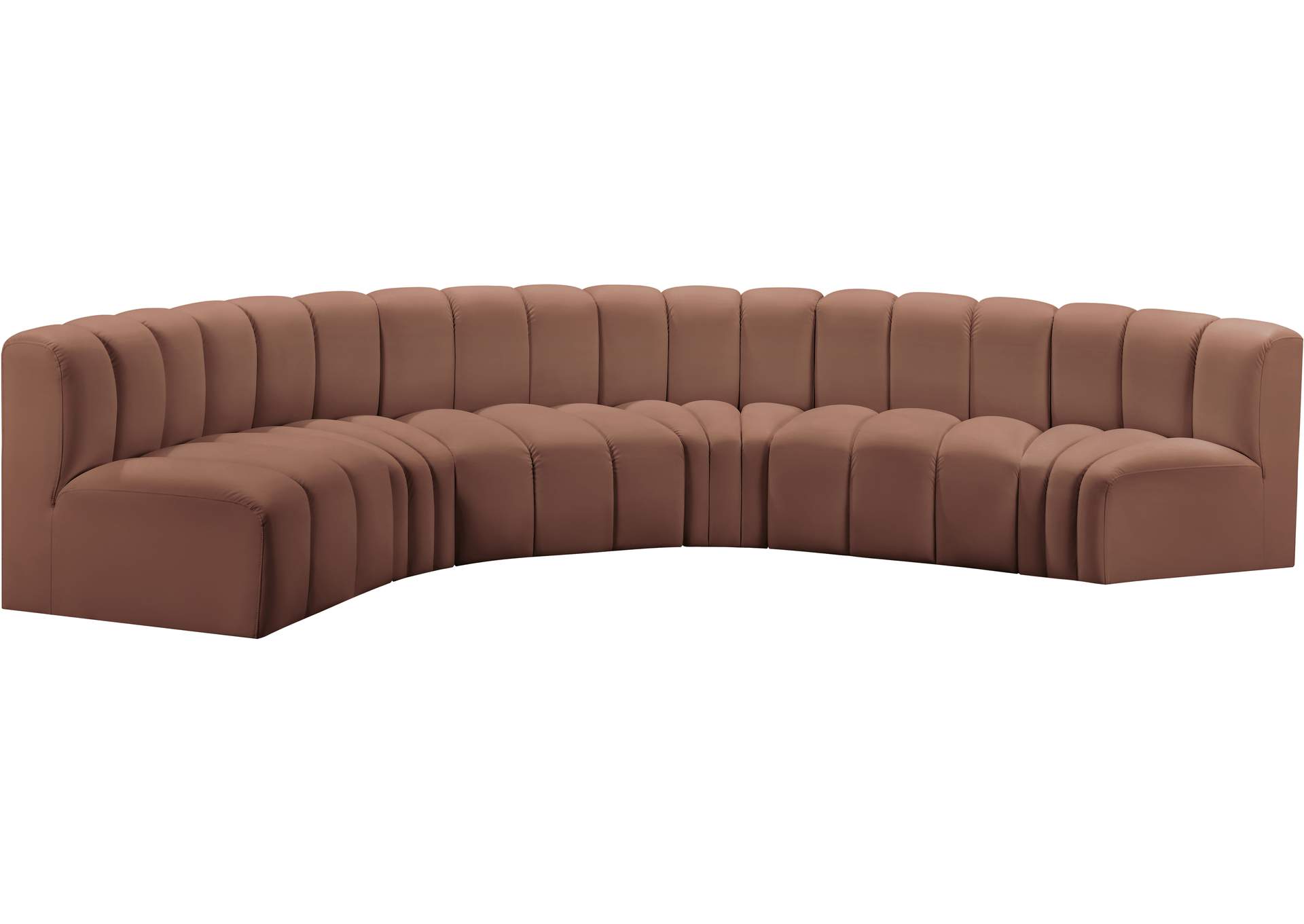 Arc Cognac Vegan Leather Modular Sofa image 5