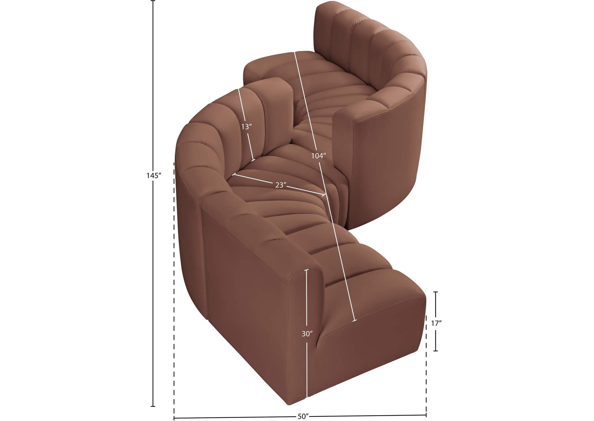 Arc Cognac Vegan Leather Modular Sofa image 8