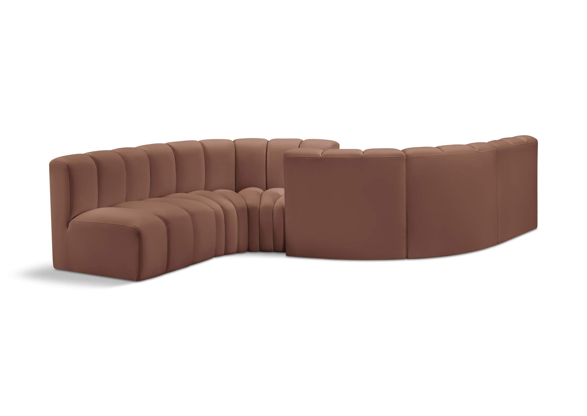 Arc Cognac Vegan Leather Modular Sofa image 1