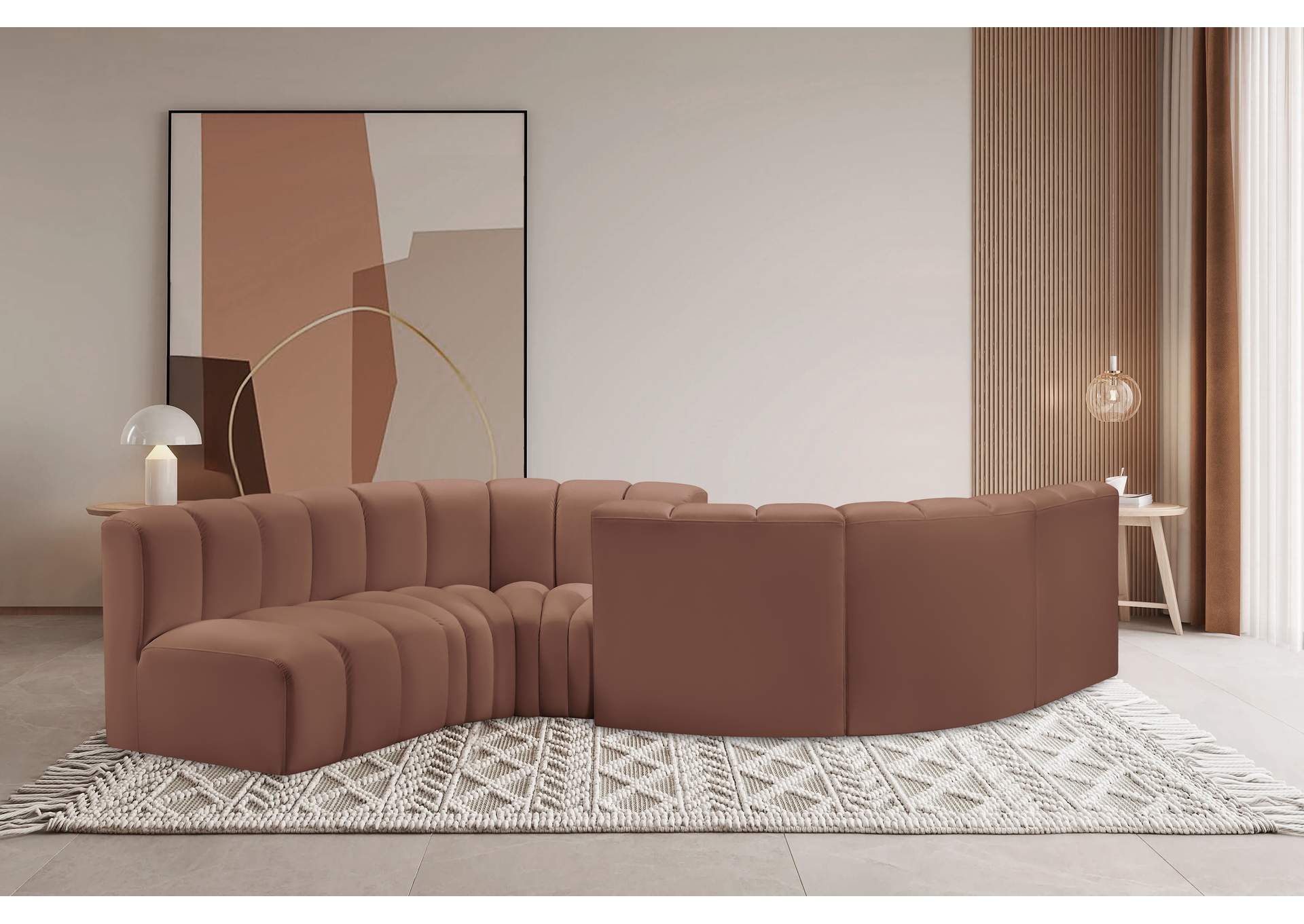 Arc Cognac Vegan Leather Modular Sofa image 3