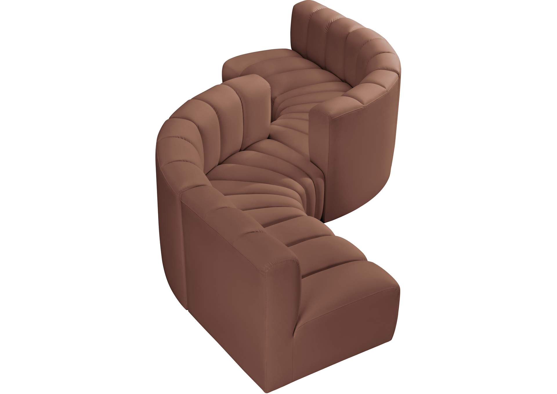 Arc Cognac Vegan Leather Modular Sofa image 4