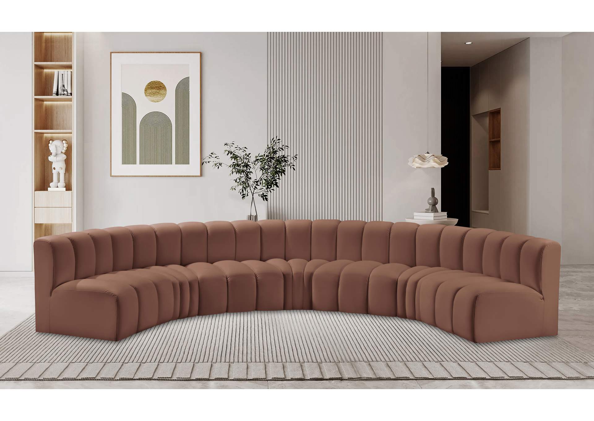 Arc Cognac Vegan Leather Modular Sofa image 3