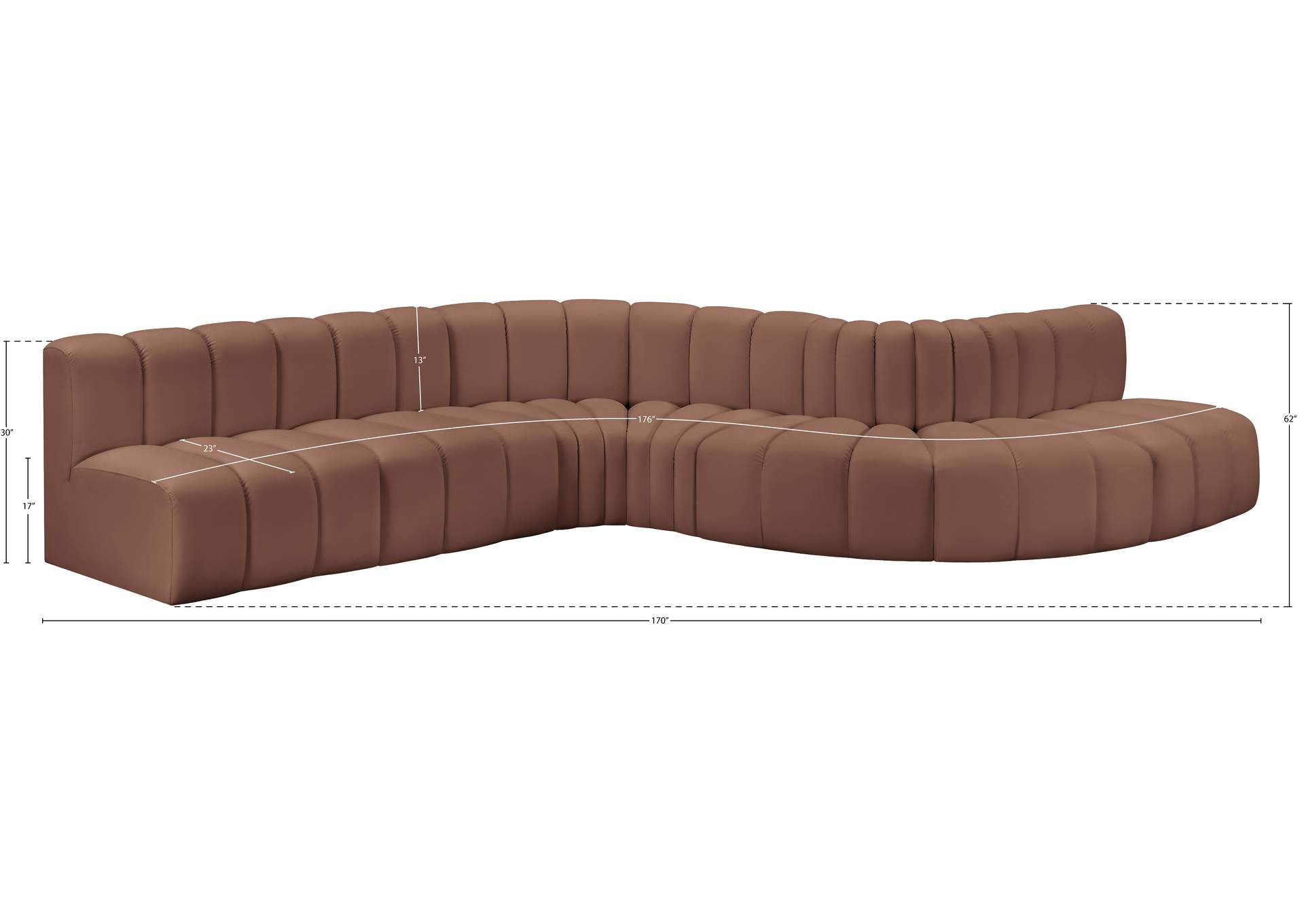 Arc Cognac Vegan Leather Modular Sofa image 13