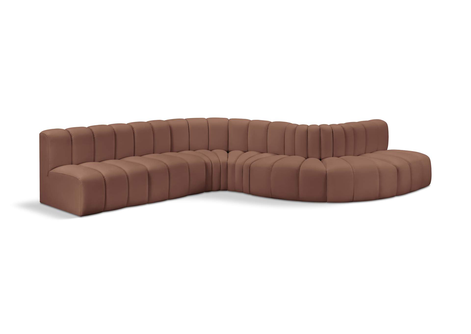 Arc Cognac Vegan Leather Modular Sofa image 1