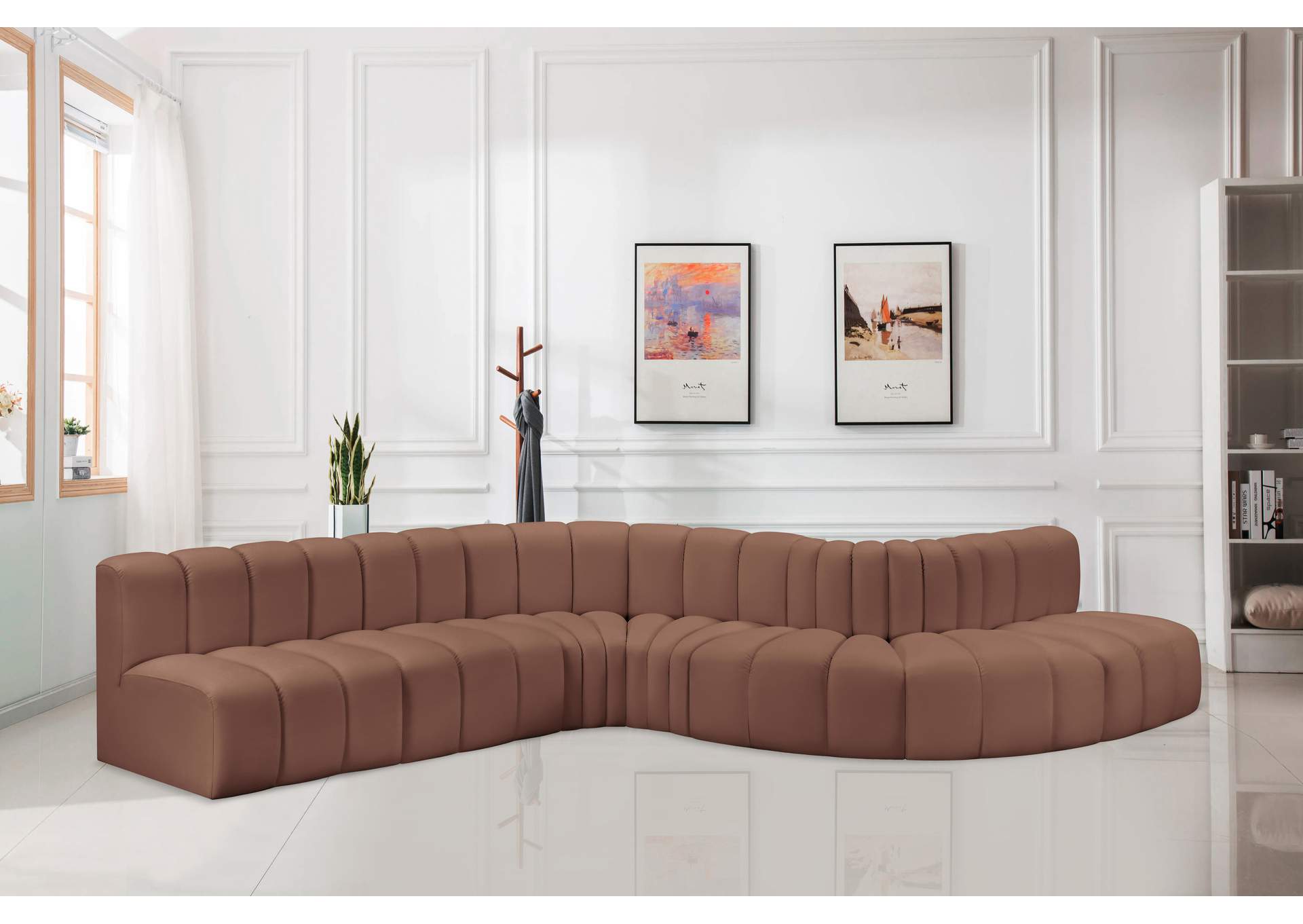 Arc Cognac Vegan Leather Modular Sofa image 3